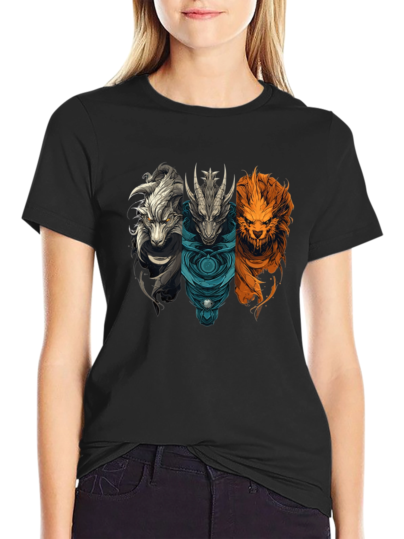 Mythical Beast T-Shirt - Dragon Wolf Lion Graphic Tee