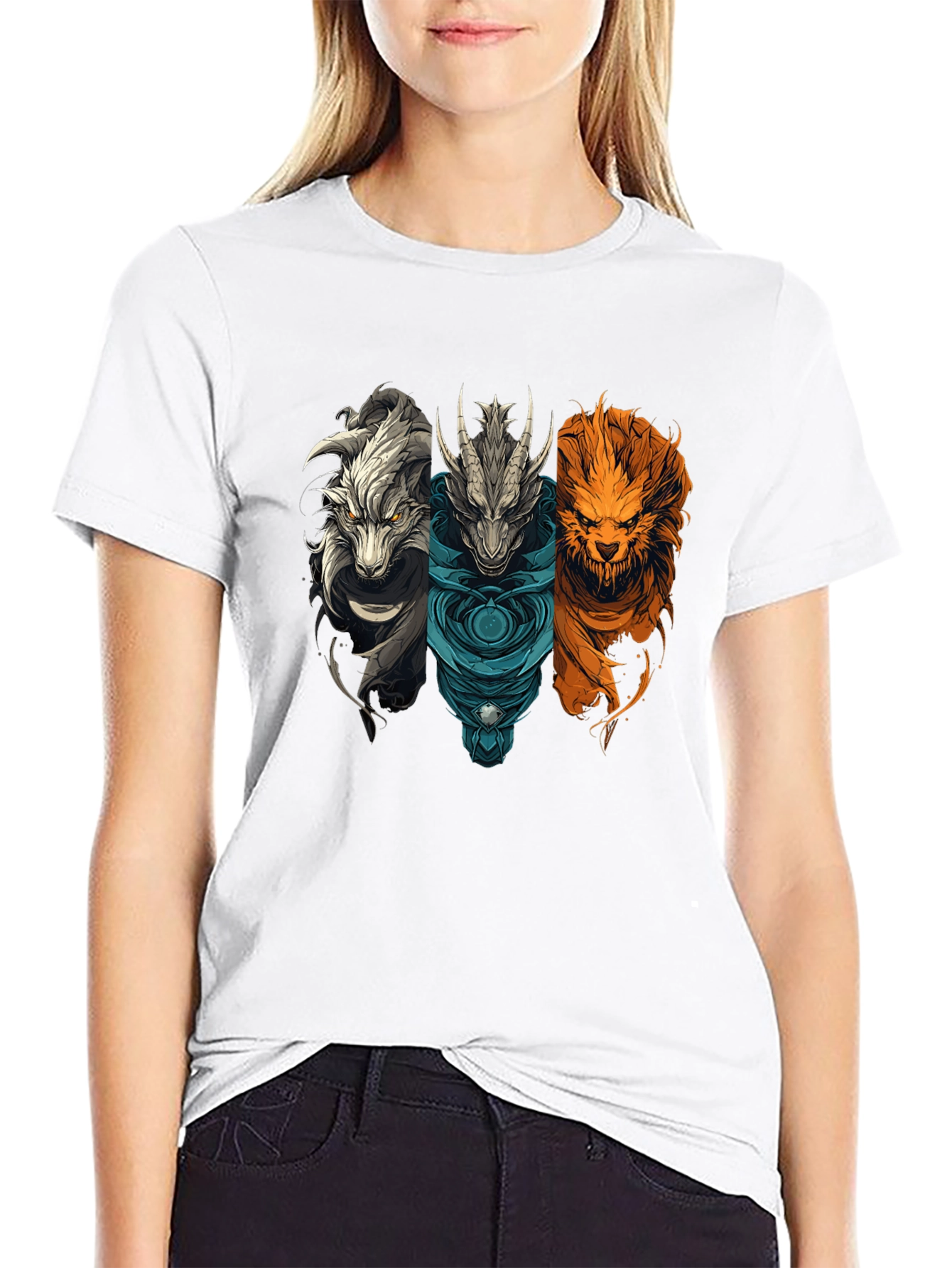 Mythical Beast T-Shirt - Dragon Wolf Lion Graphic Tee