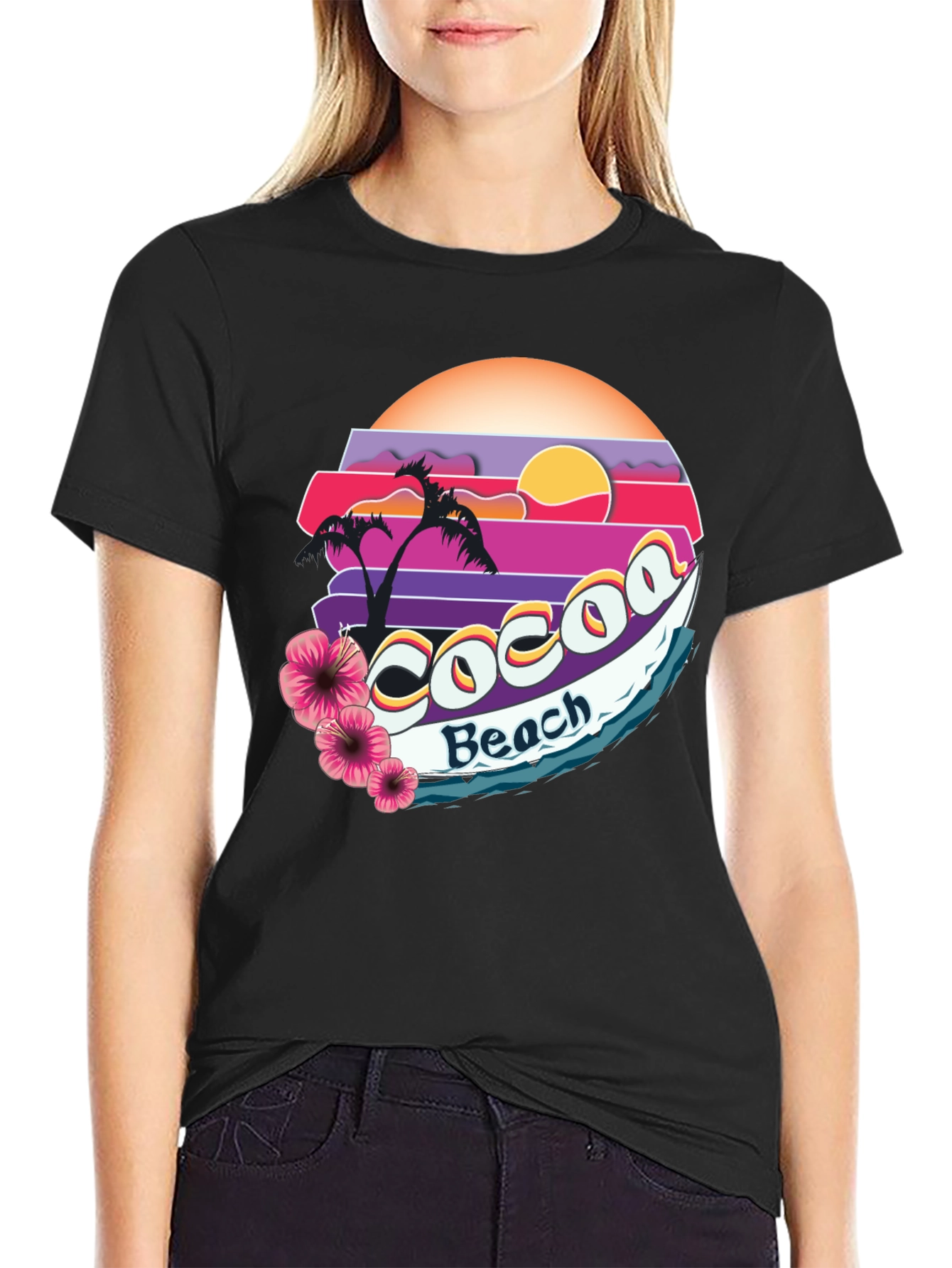 Cocoa Beach Retro Sunset Graphic Tee