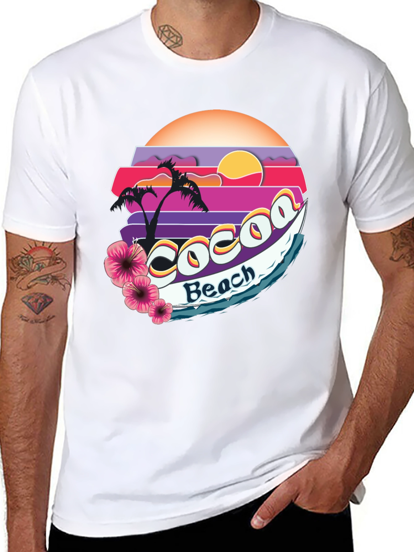 Cocoa Beach Retro Sunset Graphic Tee
