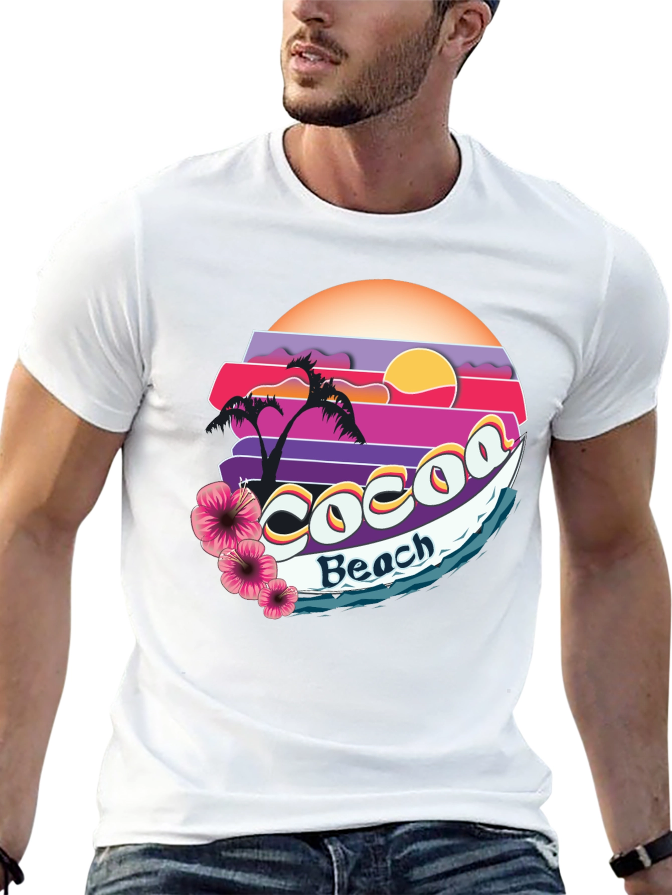 Cocoa Beach Retro Sunset Graphic Tee