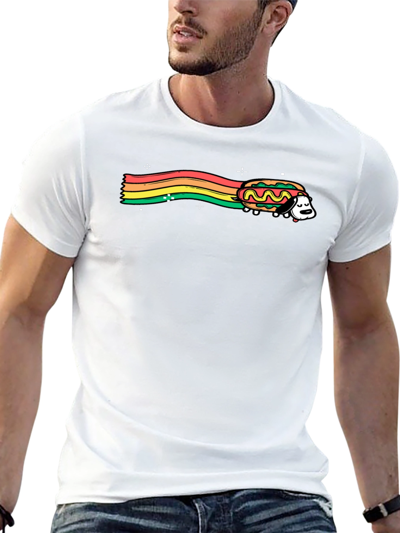 Rainbow Dog Hotdog Graphic T-Shirt