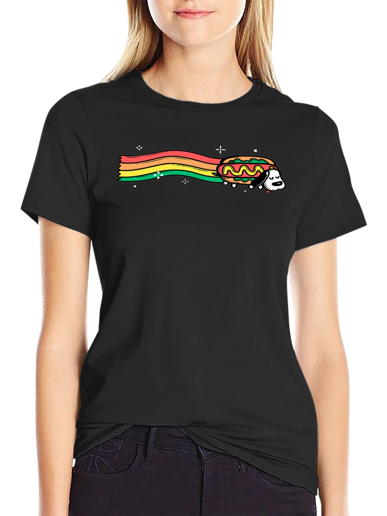 Rainbow Dog Hotdog Graphic T-Shirt