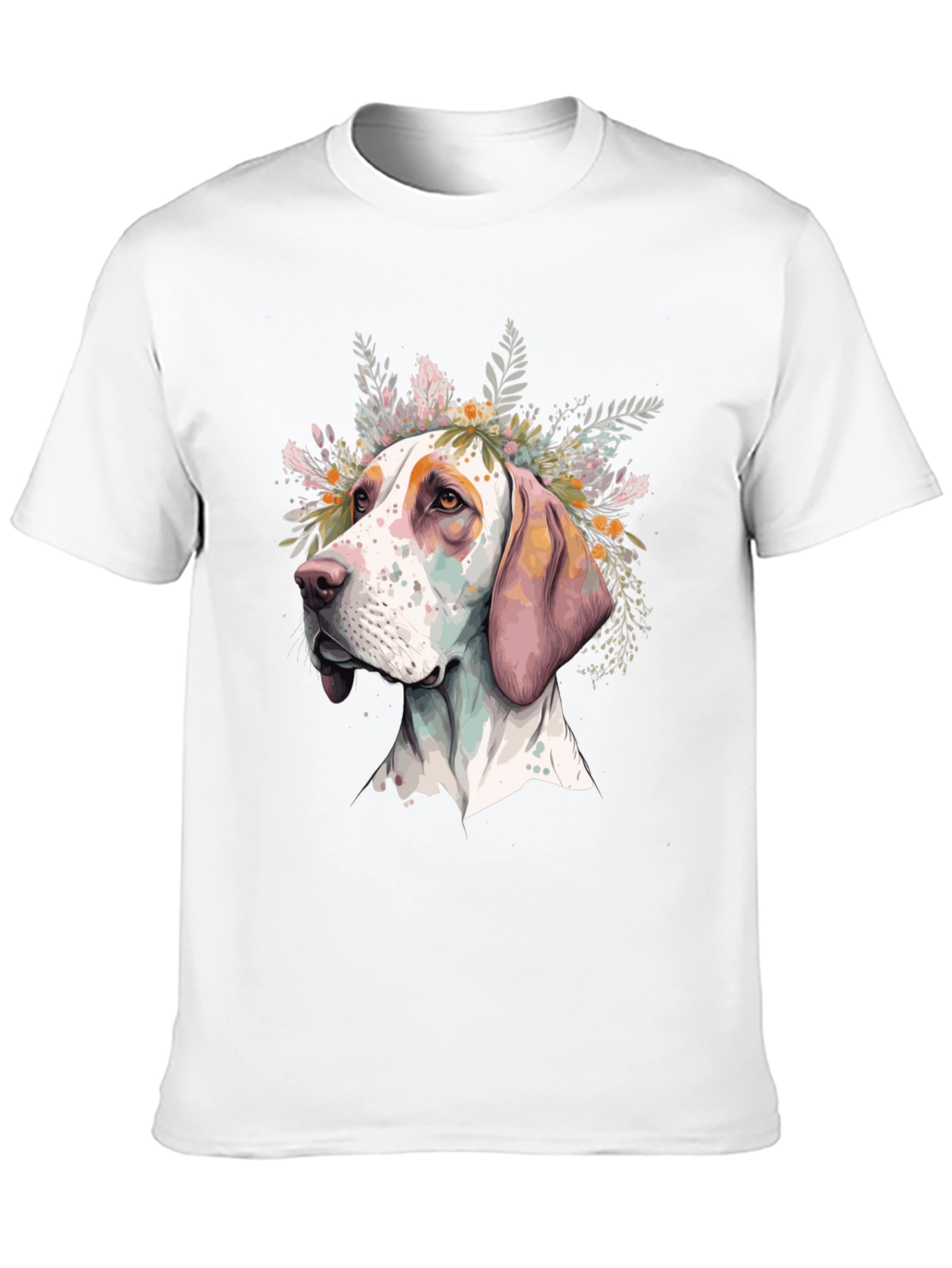 Dog with Floral Crown Mens Black T-Shirt