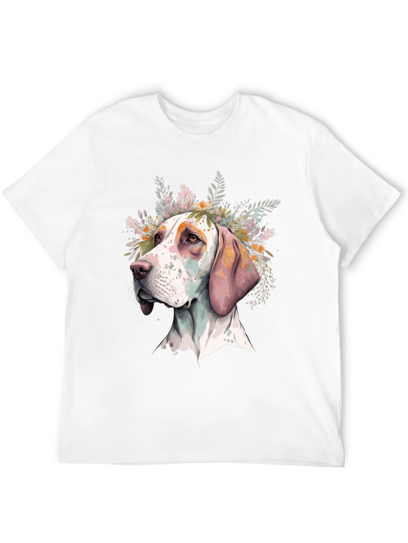 Dog with Floral Crown Mens Black T-Shirt