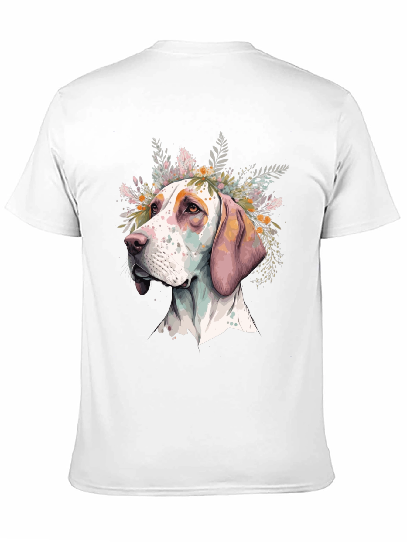 Dog with Floral Crown Mens Black T-Shirt