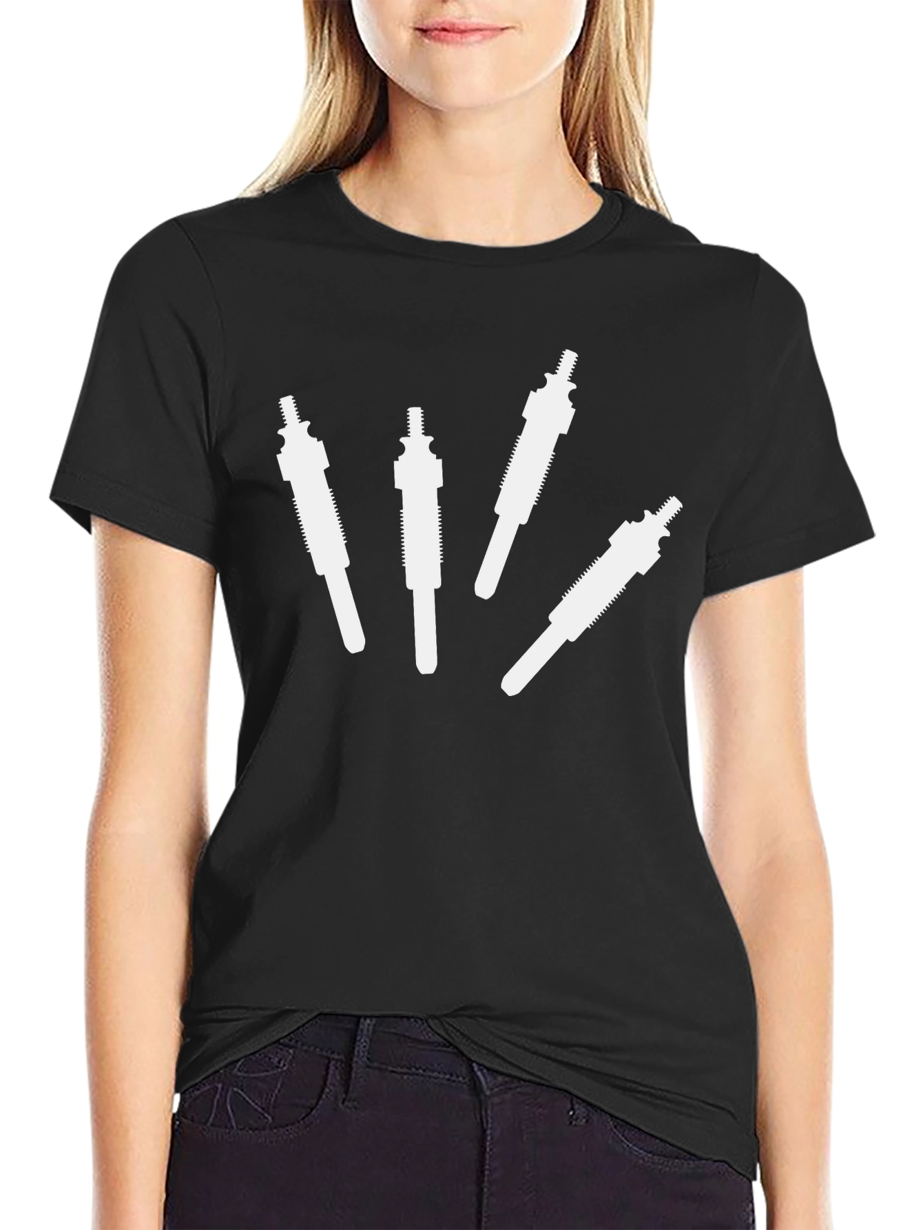 Cool Black T-Shirt with Spark Plug Design
