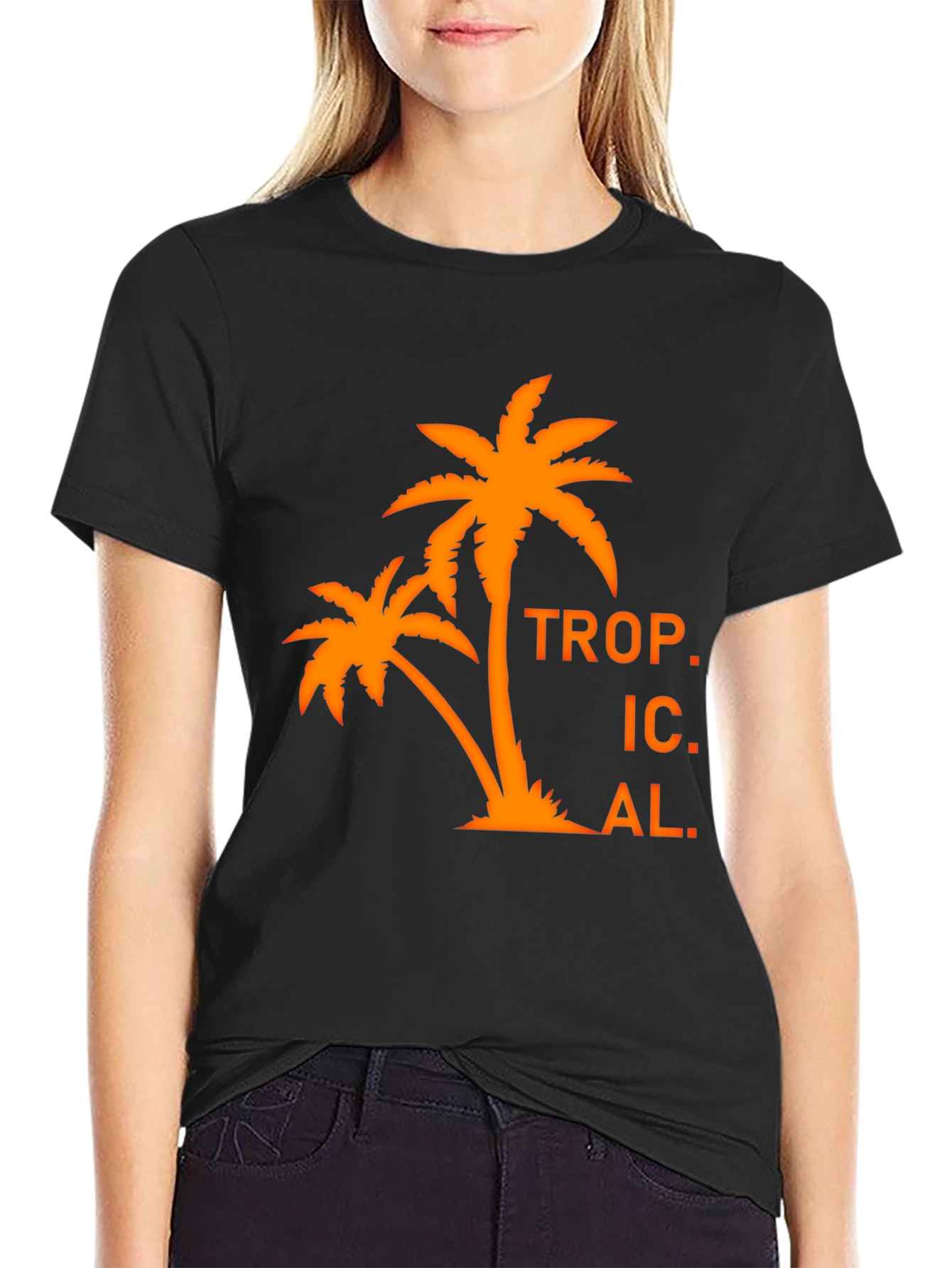 Tropical Palm Tree Graphic T-Shirt - Black