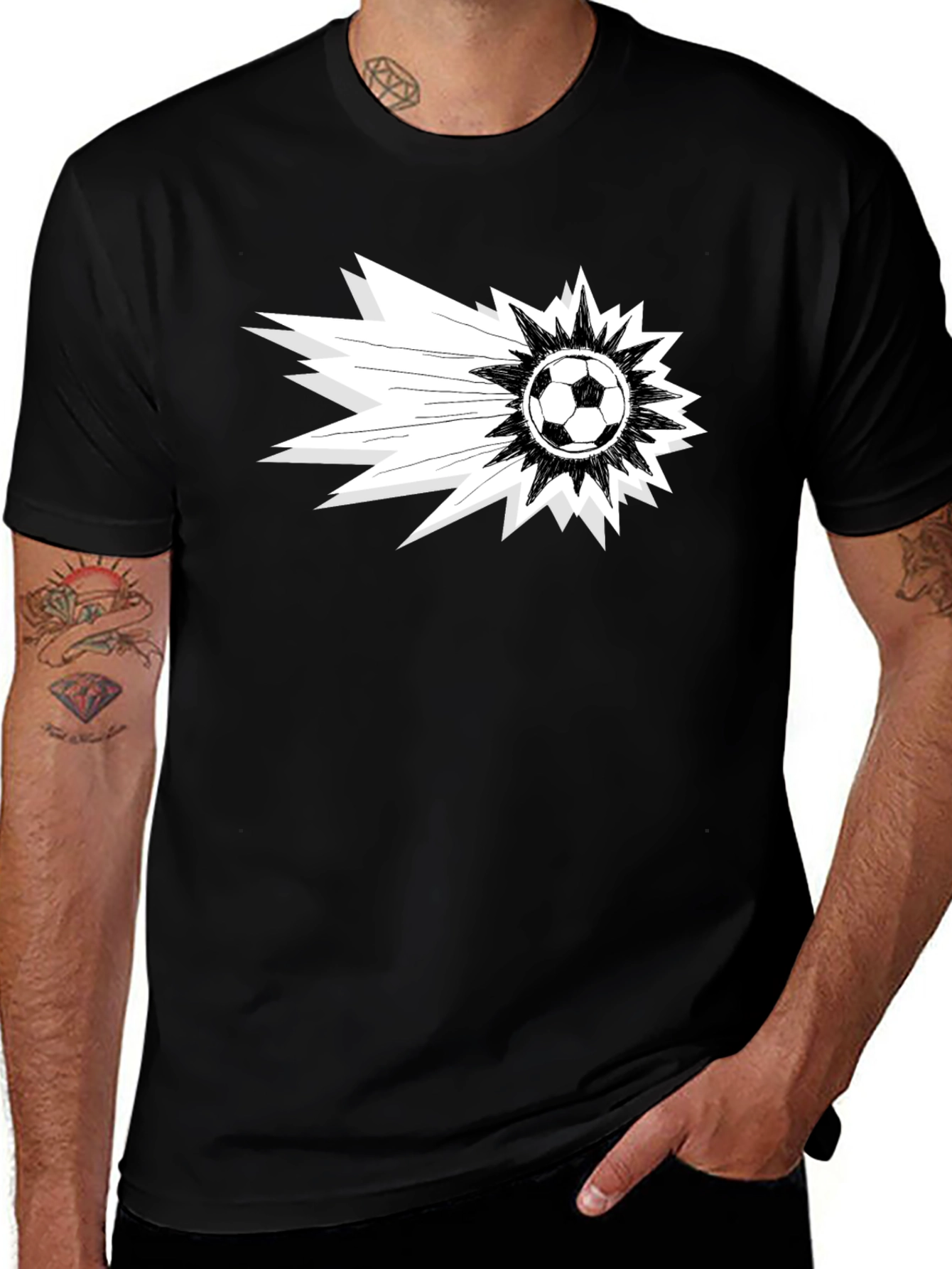 Soccer Blast Graphic Tee - Black Cotton T-Shirt