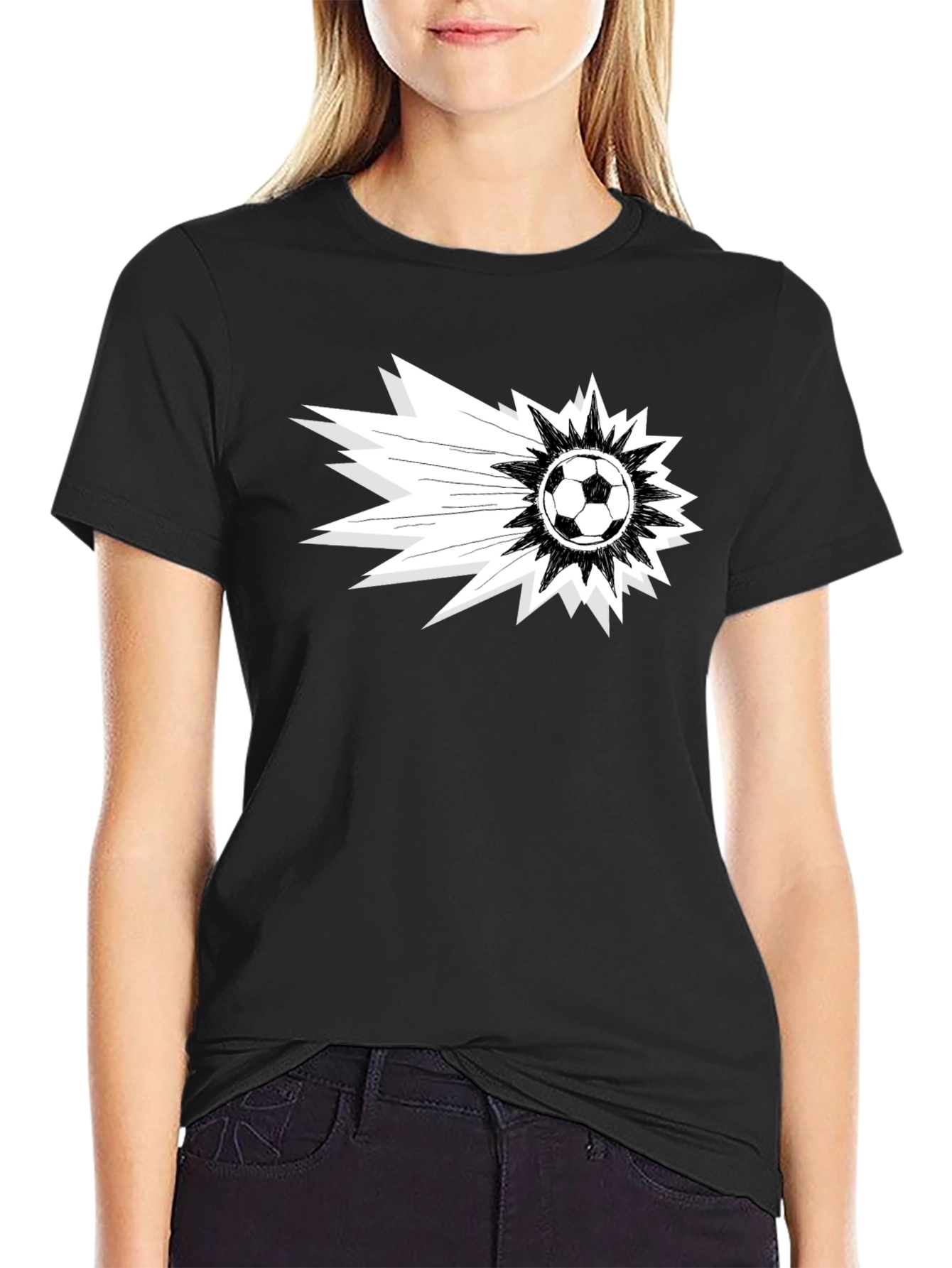 Soccer Blast Graphic Tee - Black Cotton T-Shirt