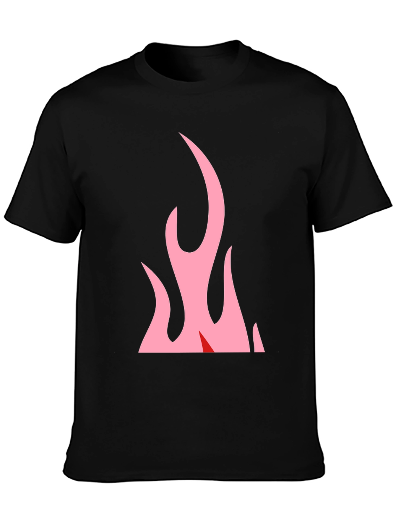 Black T-Shirt with Pink Flames Graphic