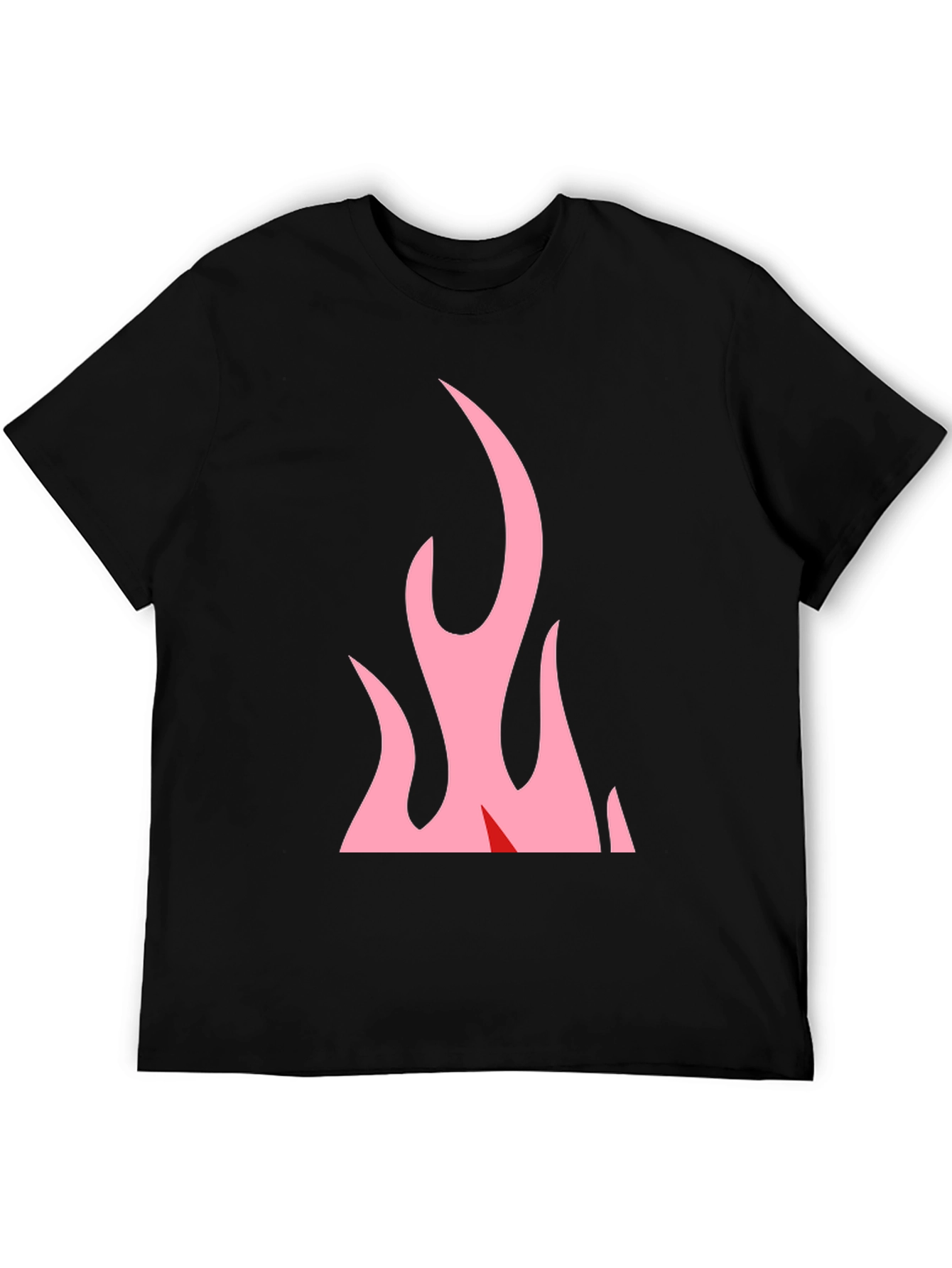 Black T-Shirt with Pink Flames Graphic