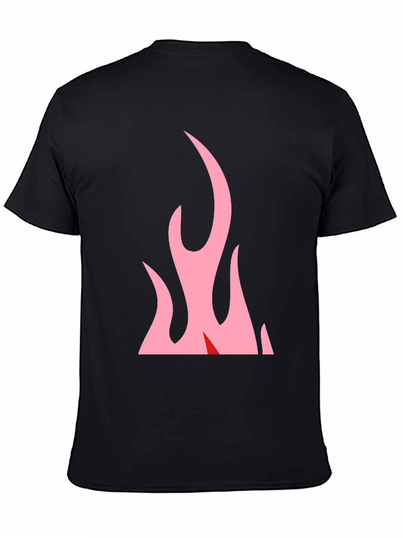 Black T-Shirt with Pink Flames Graphic