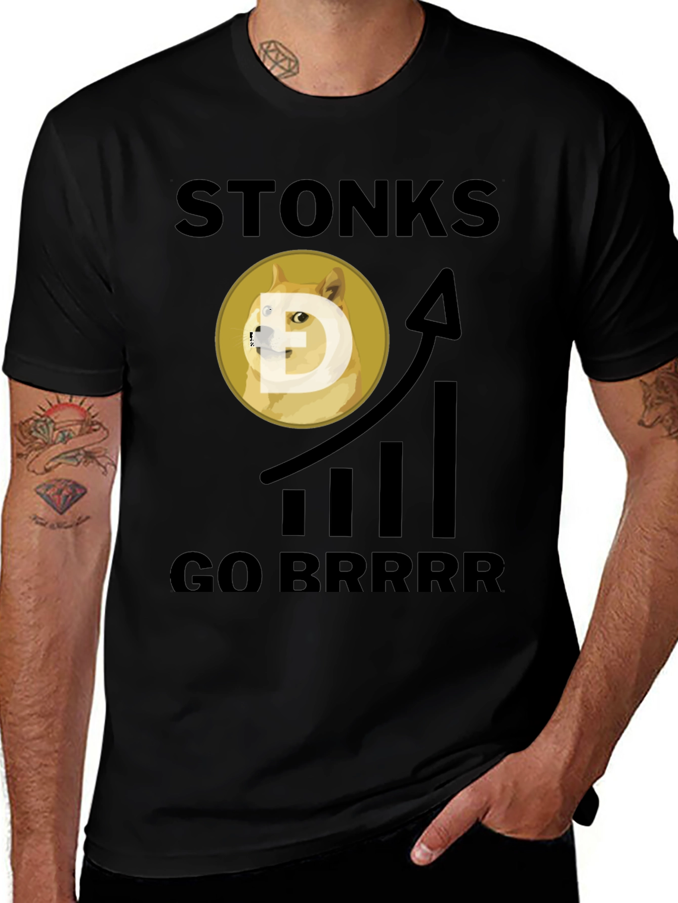 Stonks Go Brrr Black Graphic Tee