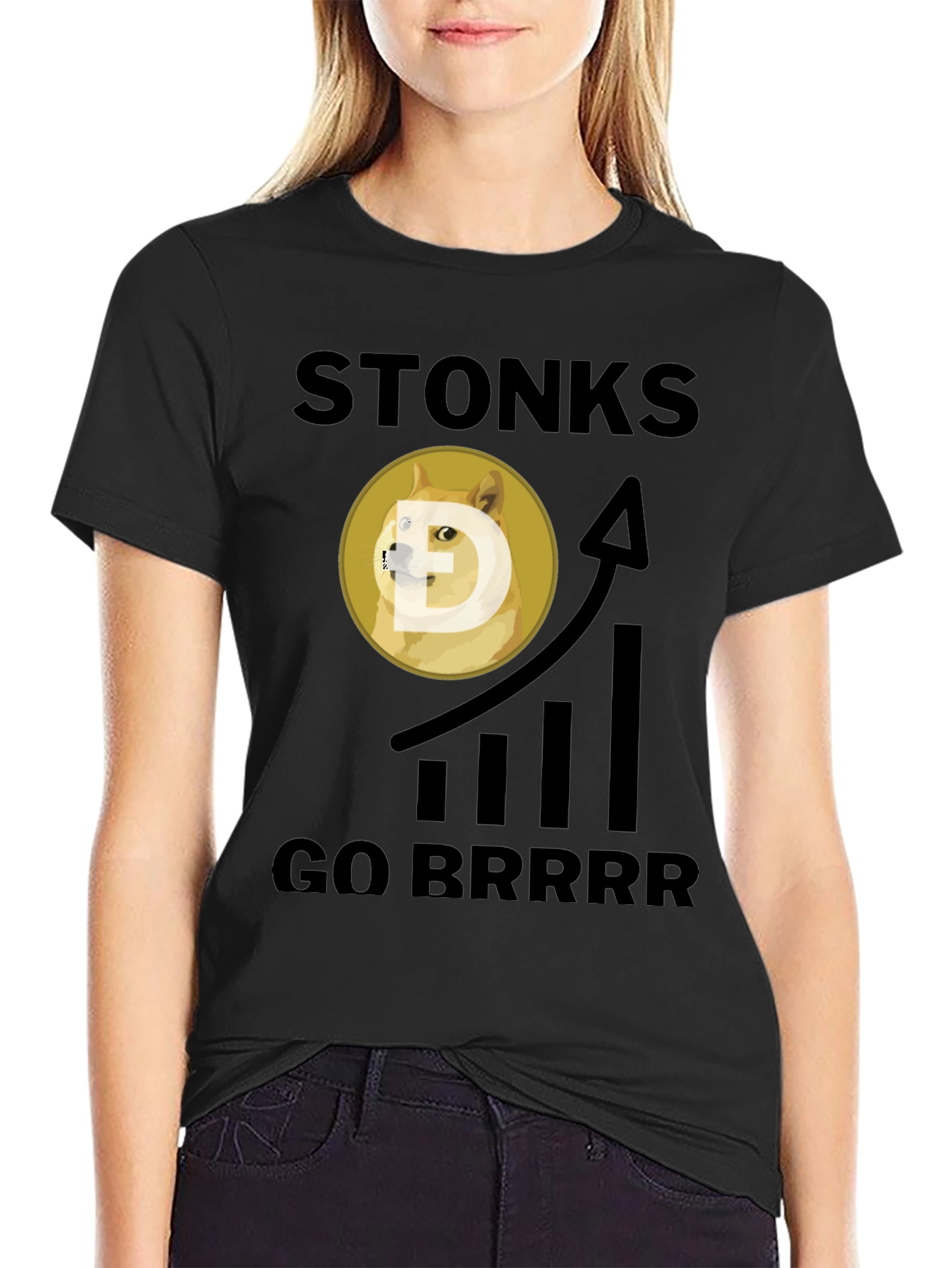 Stonks Go Brrr Black Graphic Tee