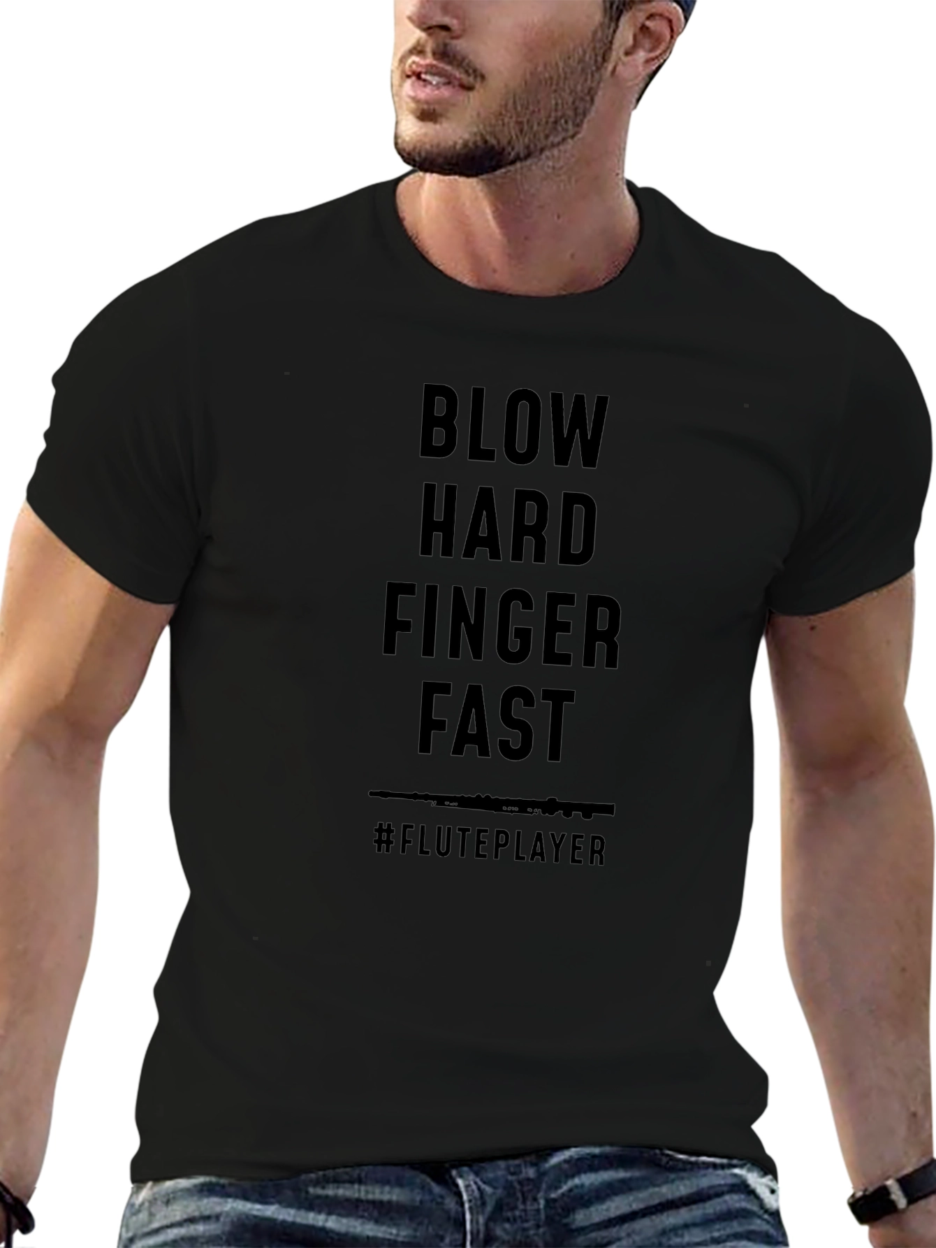 Flute Player T-Shirt - Blow Hard Finger Fast