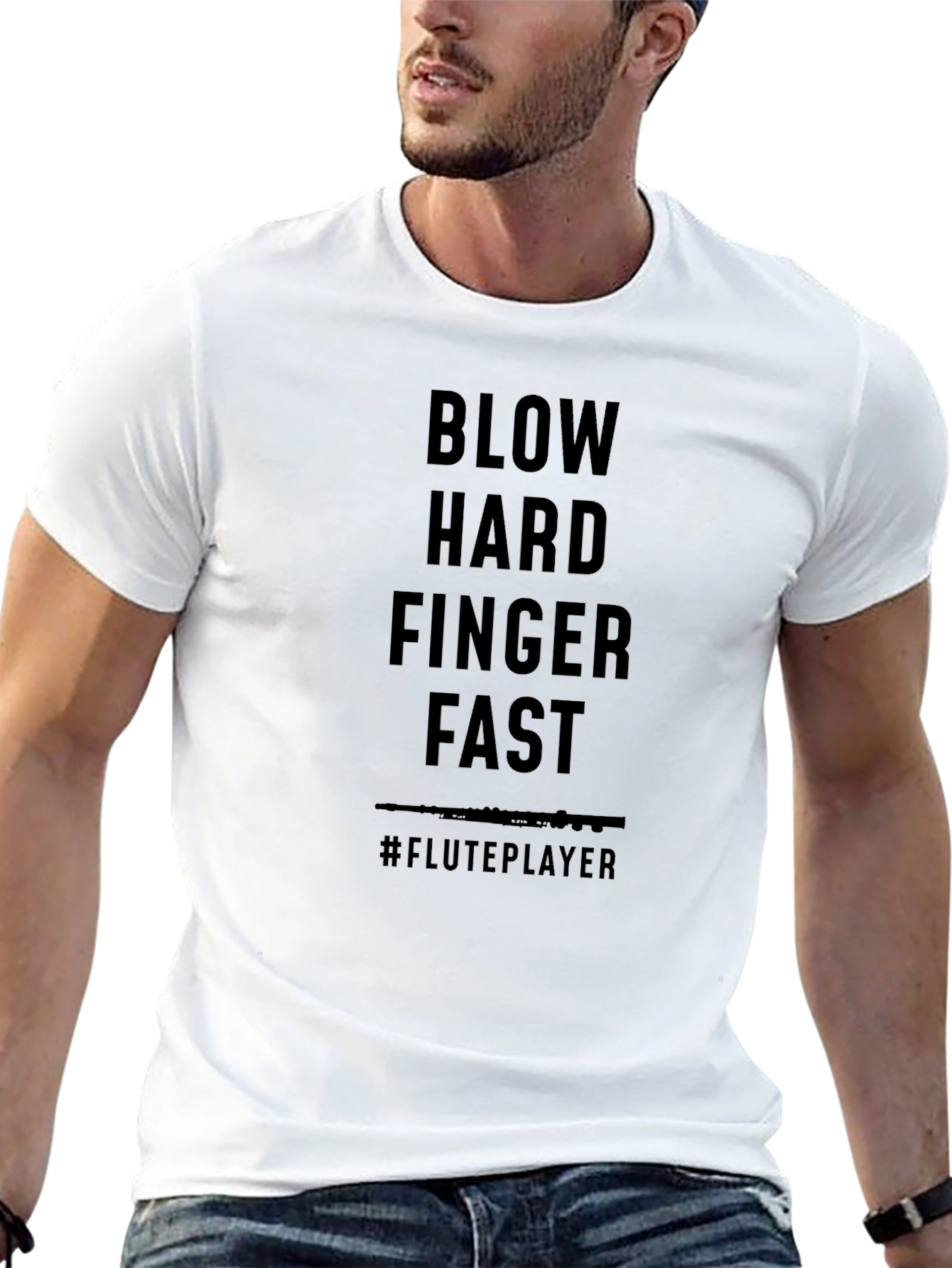 Flute Player T-Shirt - Blow Hard Finger Fast