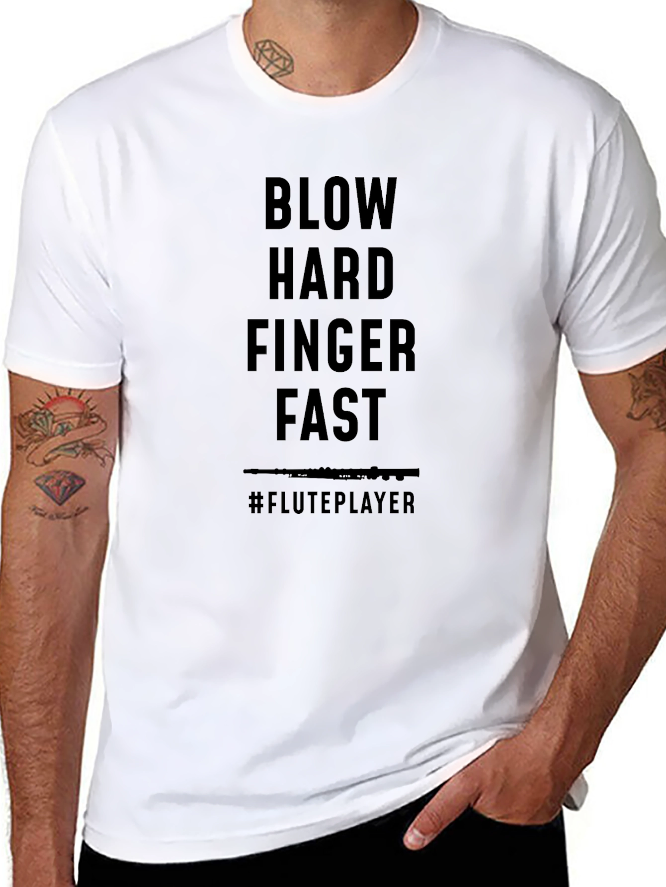 Flute Player T-Shirt - Blow Hard Finger Fast
