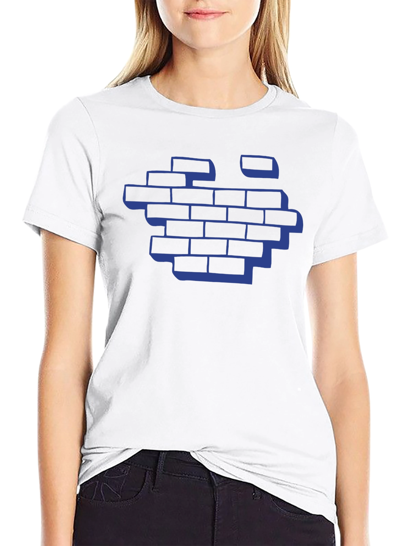 Blue Brick Wall Graphic Tee - Modern Streetwear