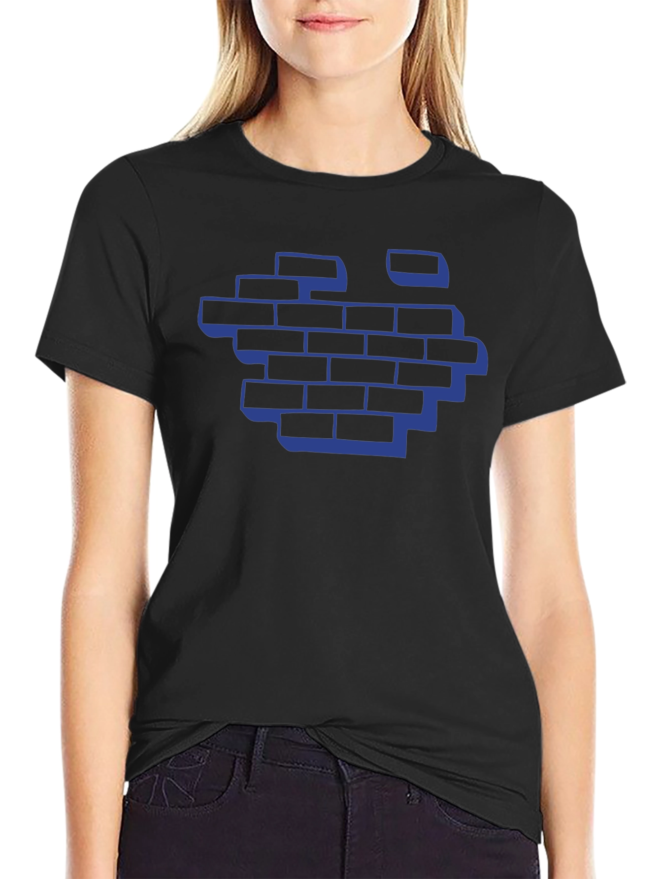 Blue Brick Wall Graphic Tee - Modern Streetwear