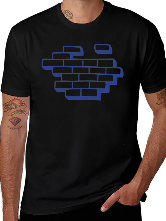 Blue Brick Wall Graphic Tee - Modern Streetwear