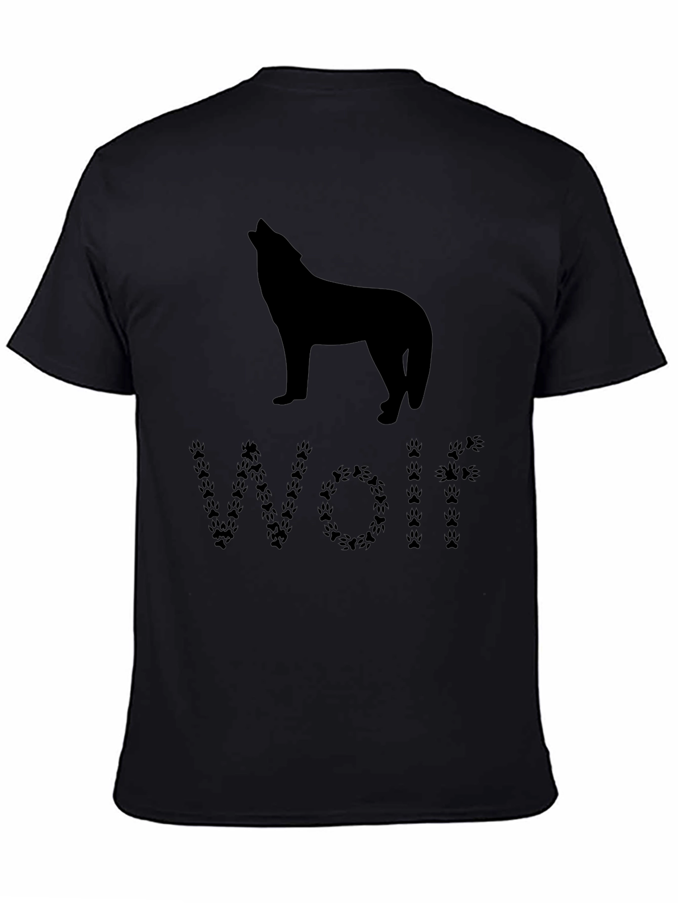Wolf Silhouette T-Shirt - Animal Paw Print Design