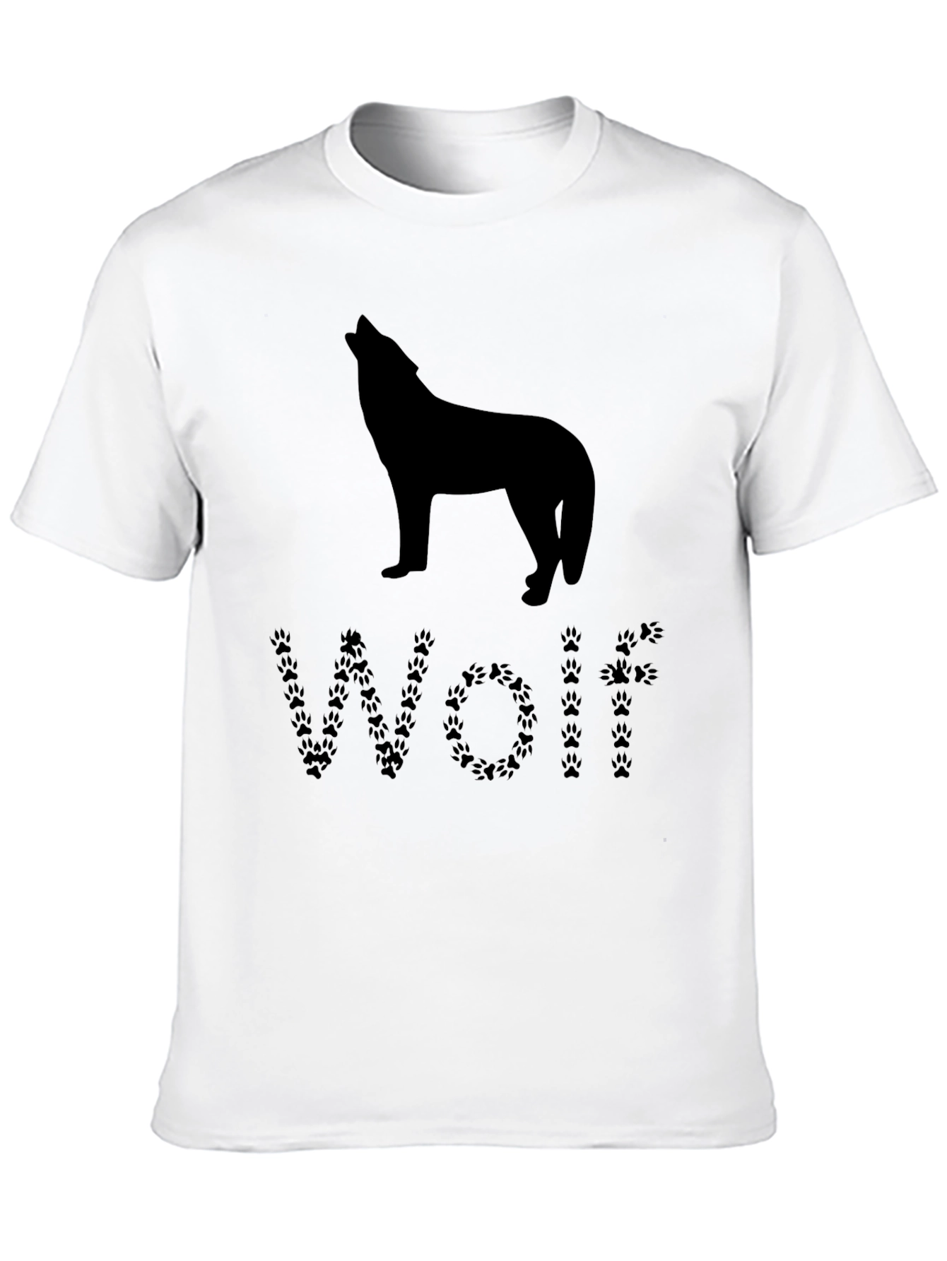 Wolf Silhouette T-Shirt - Animal Paw Print Design