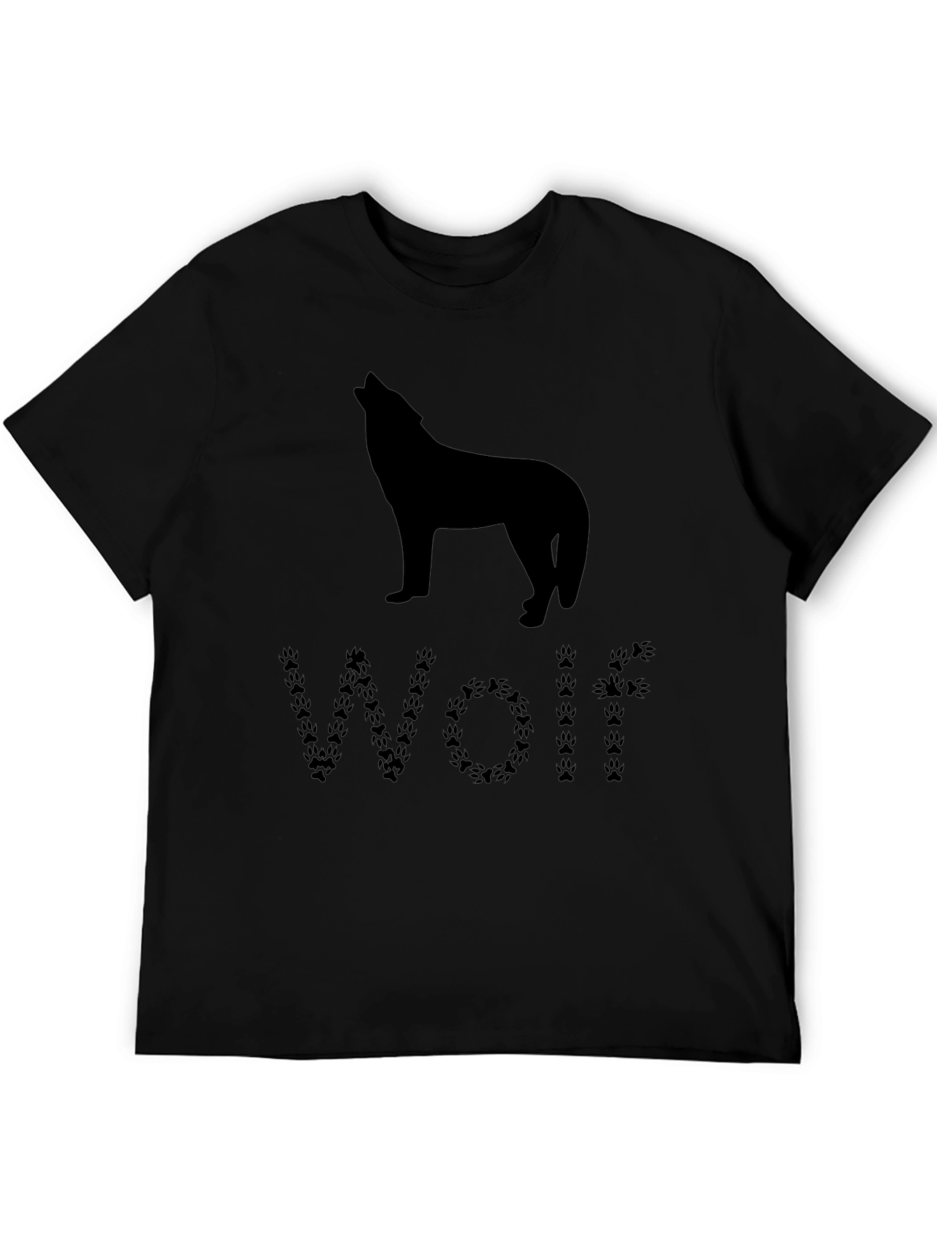 Wolf Silhouette T-Shirt - Animal Paw Print Design