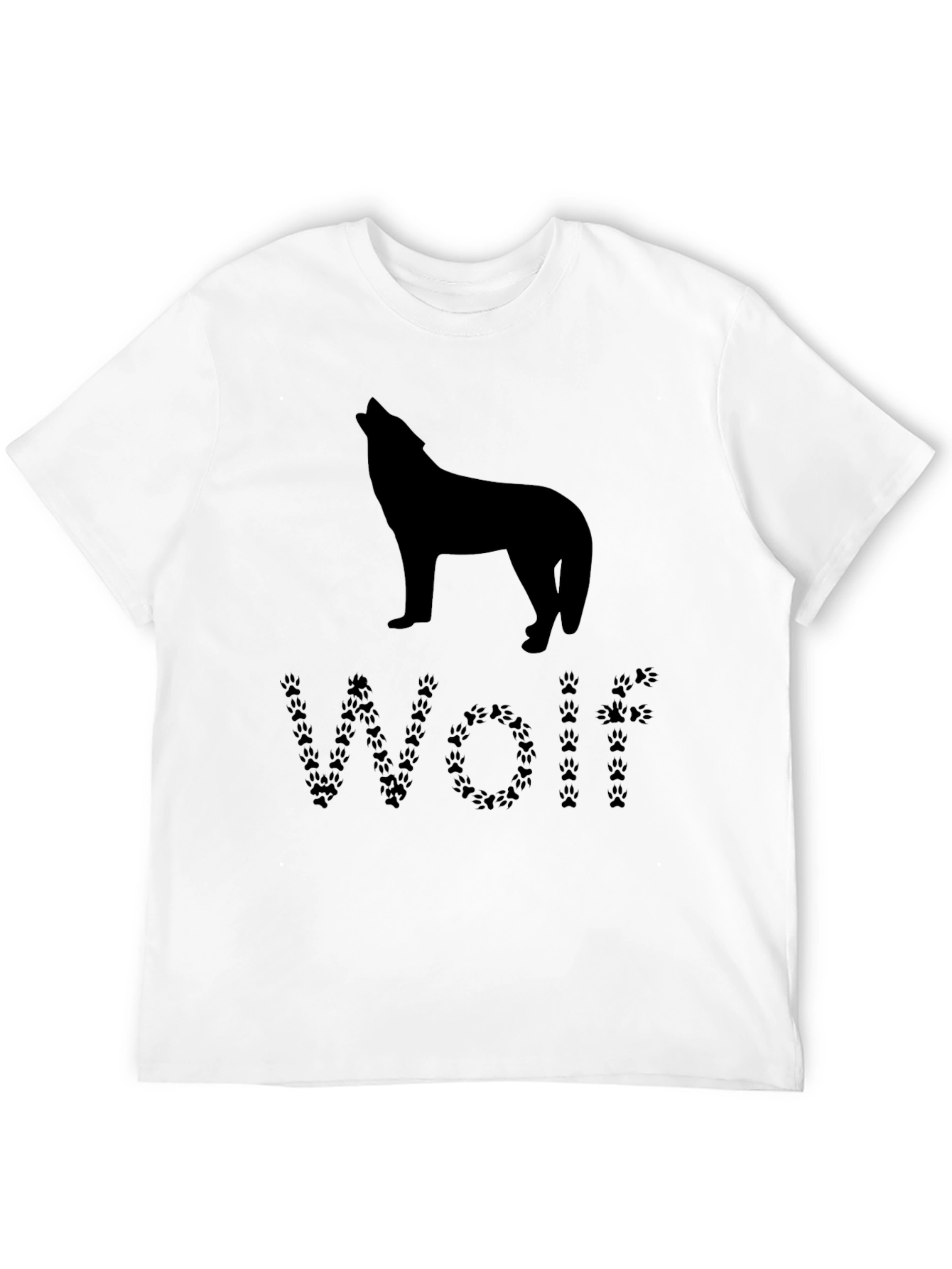 Wolf Silhouette T-Shirt - Animal Paw Print Design