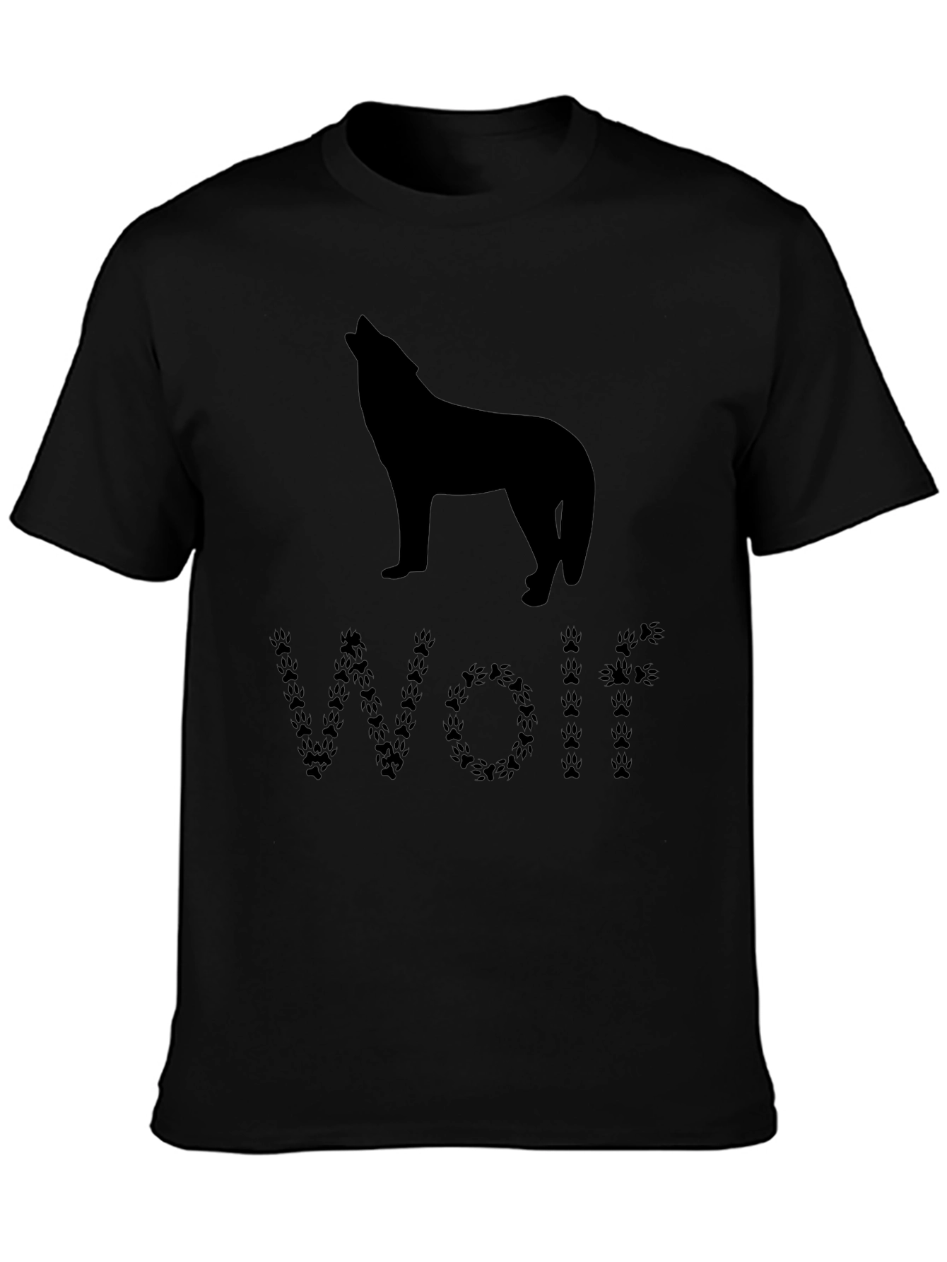 Wolf Silhouette T-Shirt - Animal Paw Print Design