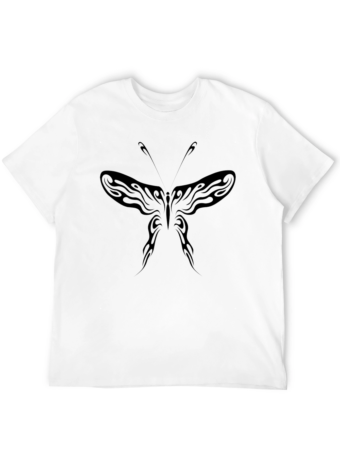 Mens Black Butterfly Tattoo Style Graphic Tee