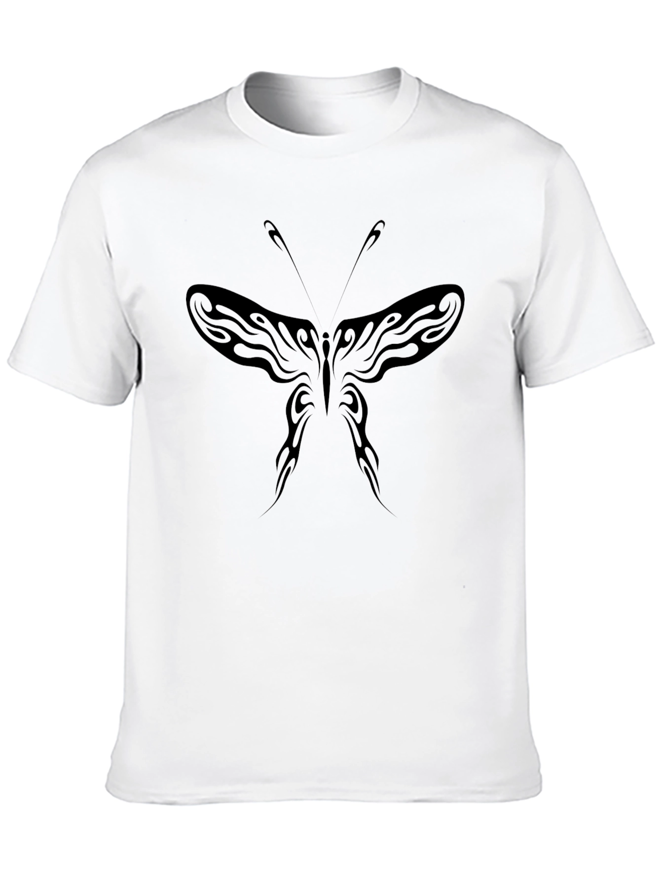 Mens Black Butterfly Tattoo Style Graphic Tee