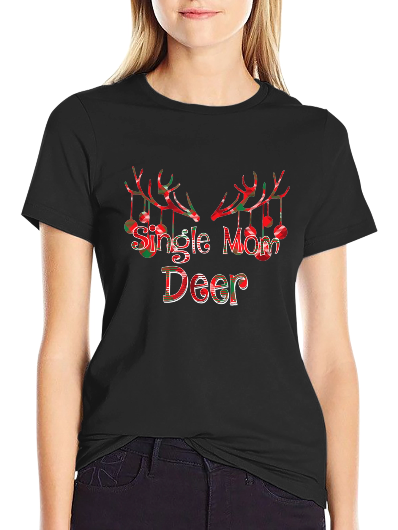 Single Mom Deer Christmas T-Shirt