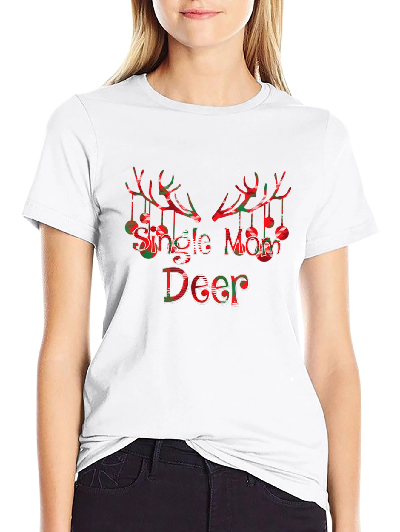 Single Mom Deer Christmas T-Shirt