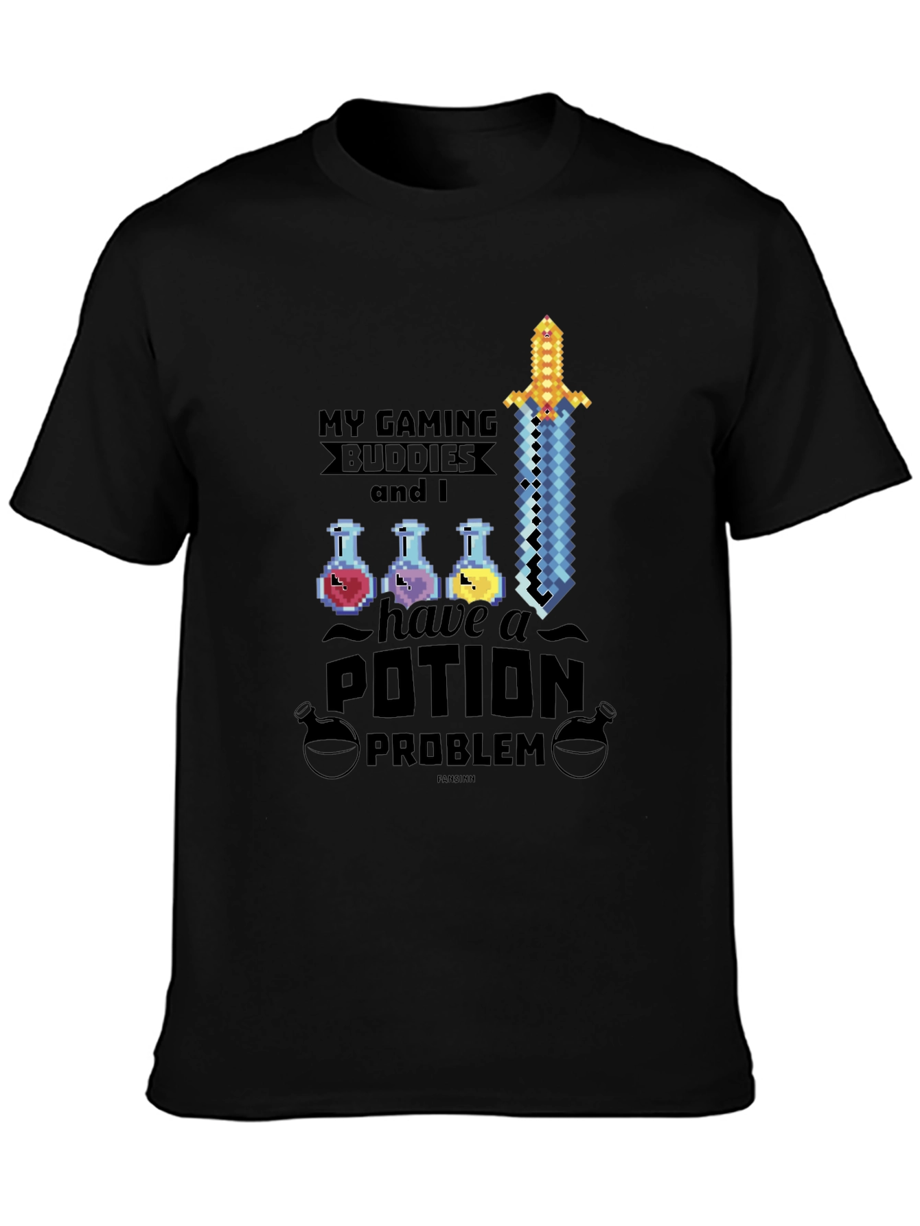 Gaming Buddies Potion Problem Black T-Shirt