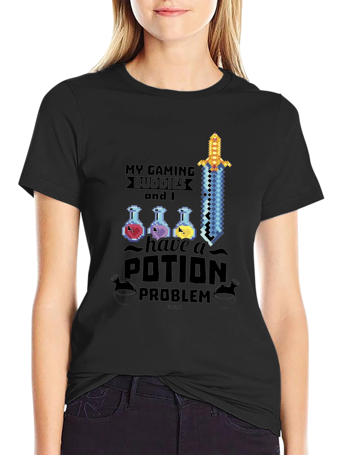 Gaming Buddies Potion Problem Black T-Shirt