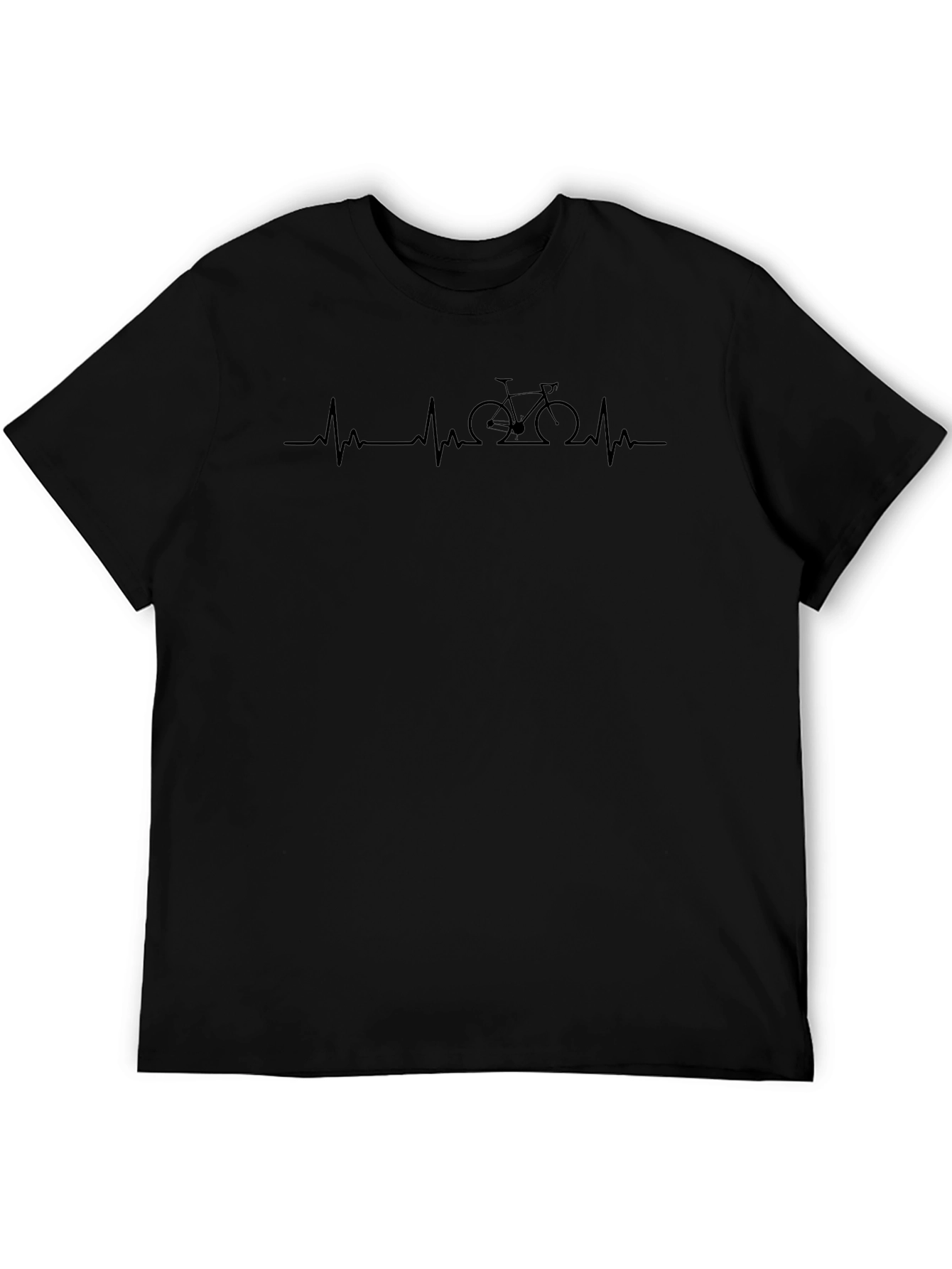 Heartbeat Bicycle Rider Graphic Tee - Black