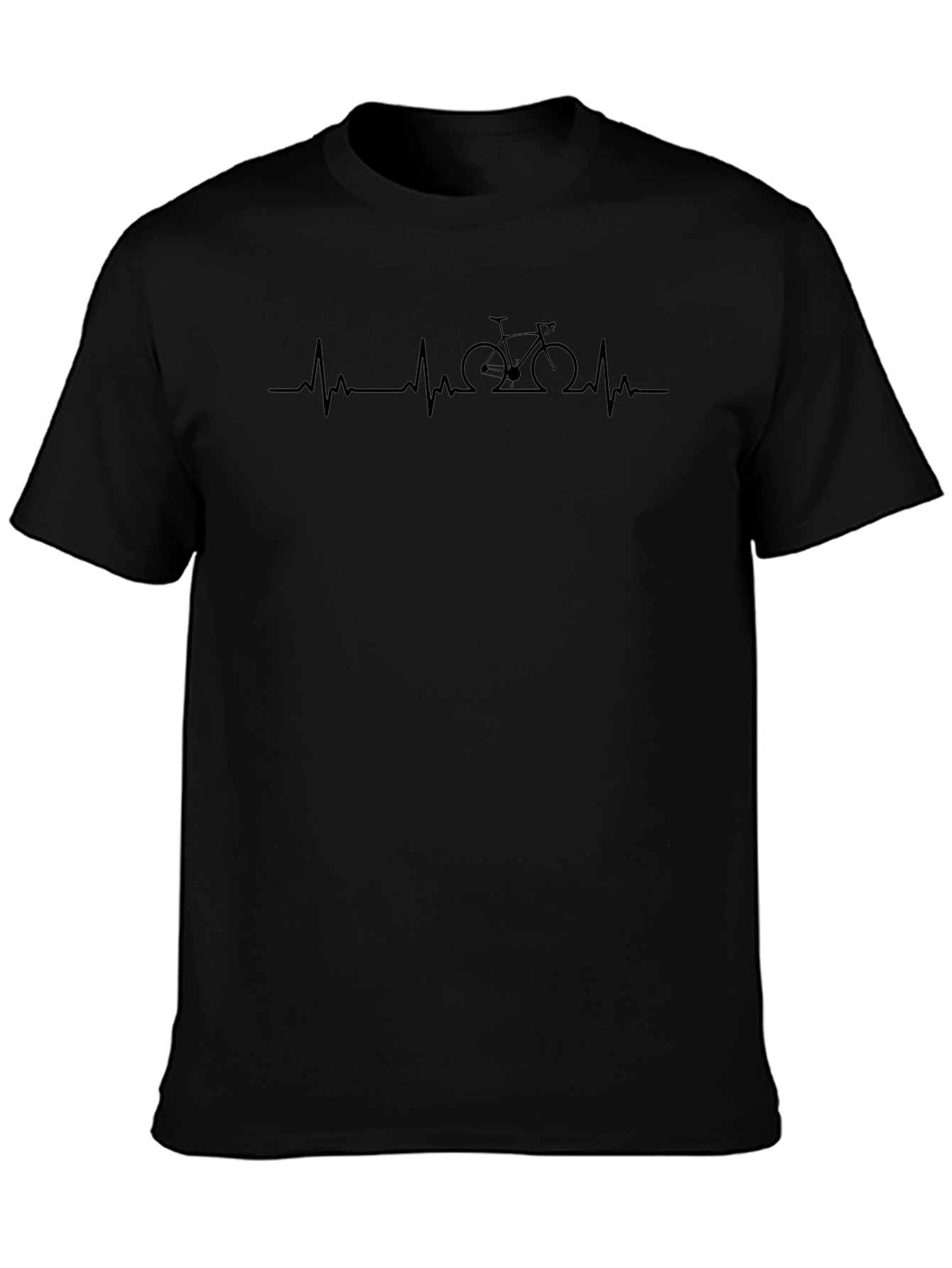 Heartbeat Bicycle Rider Graphic Tee - Black