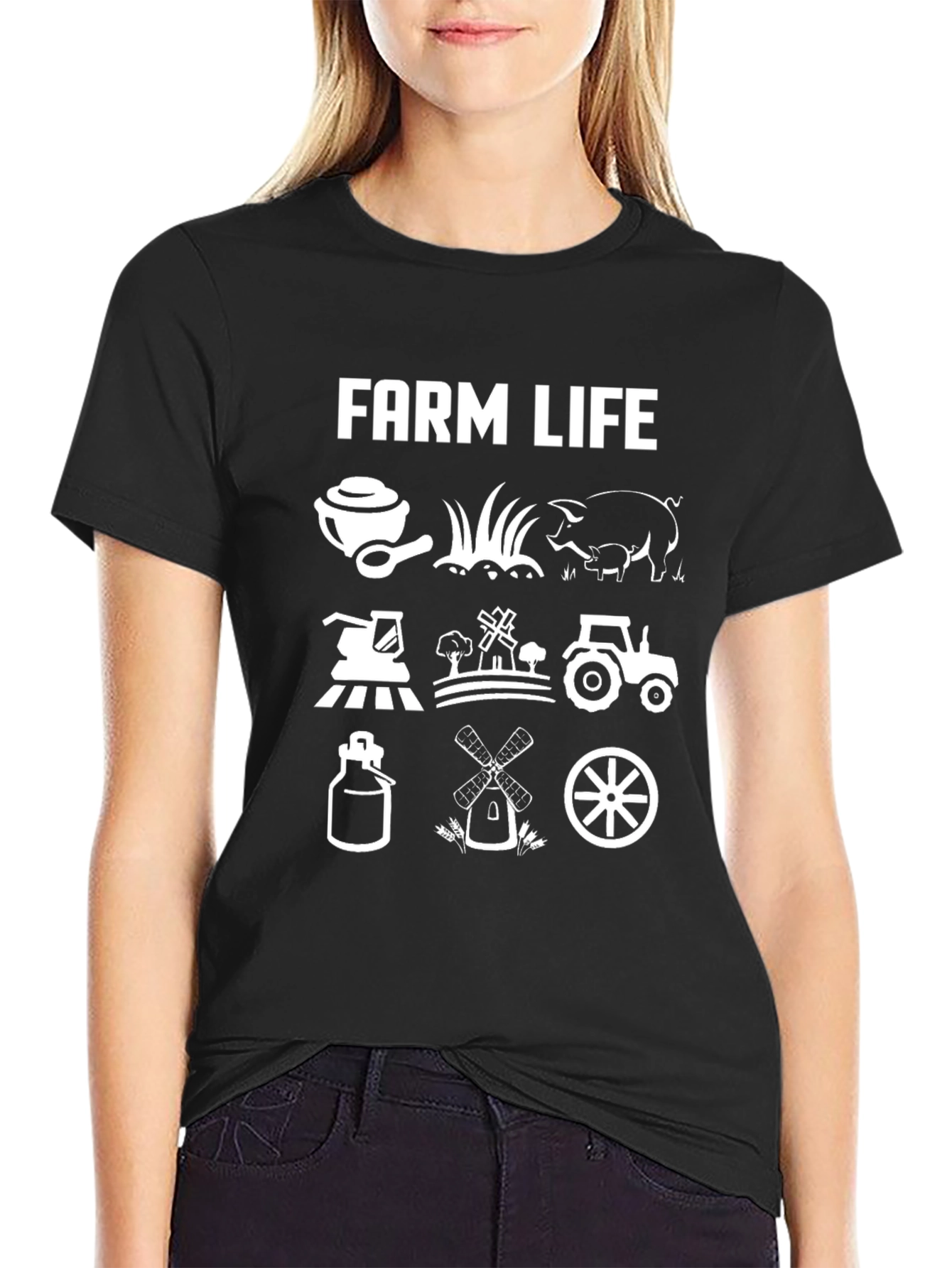 Farm Life Graphic Tee - Black Cotton