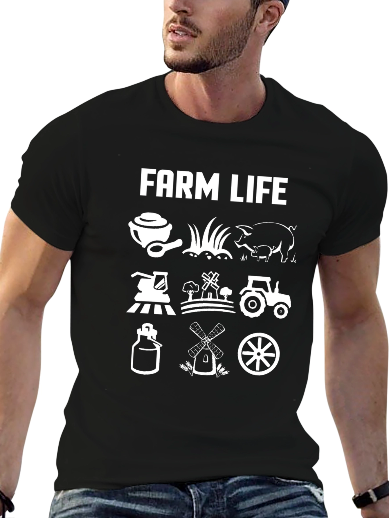 Farm Life Graphic Tee - Black Cotton