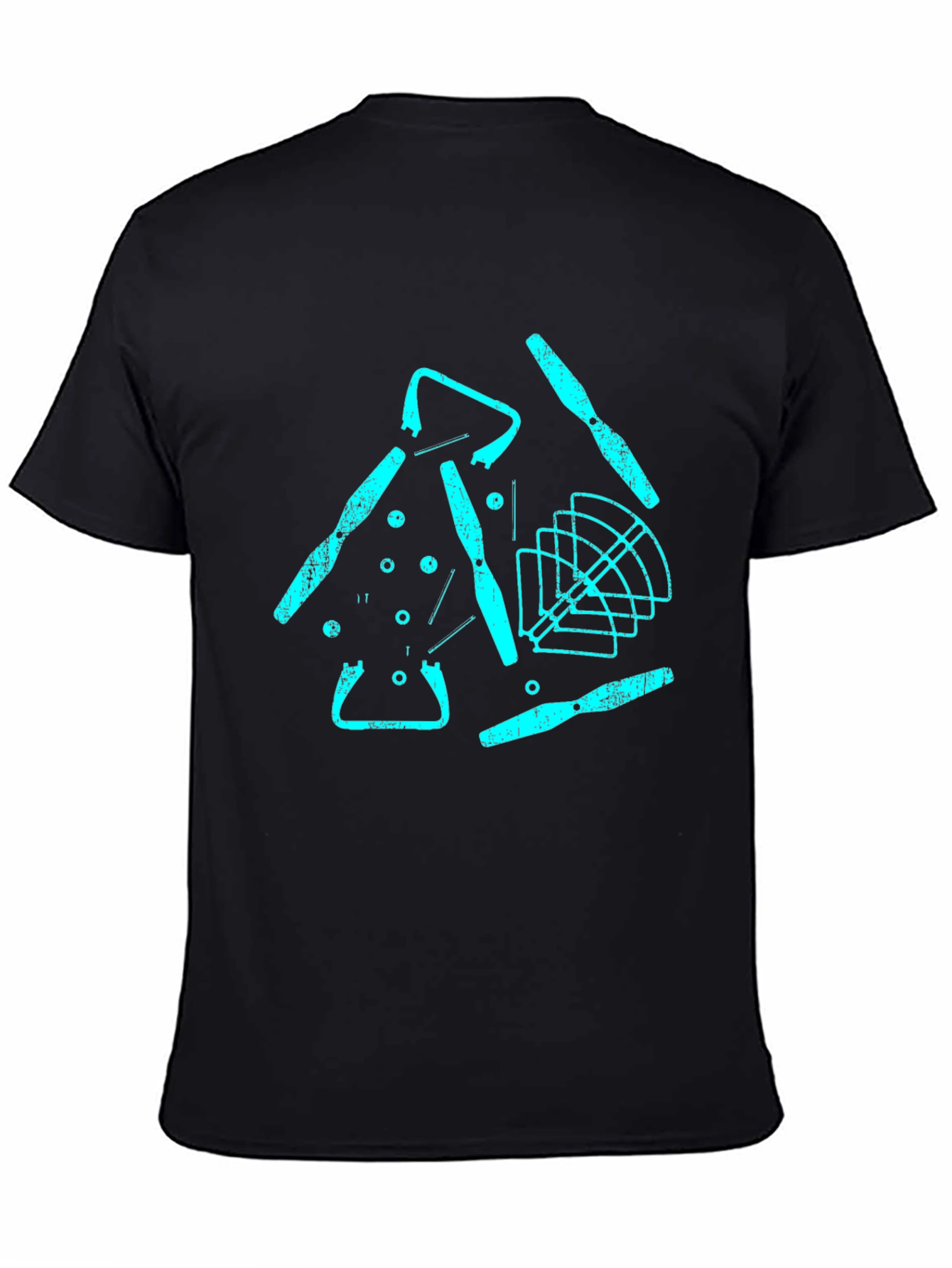 Drone Parts Graphic Tee - Black Casual T-Shirt