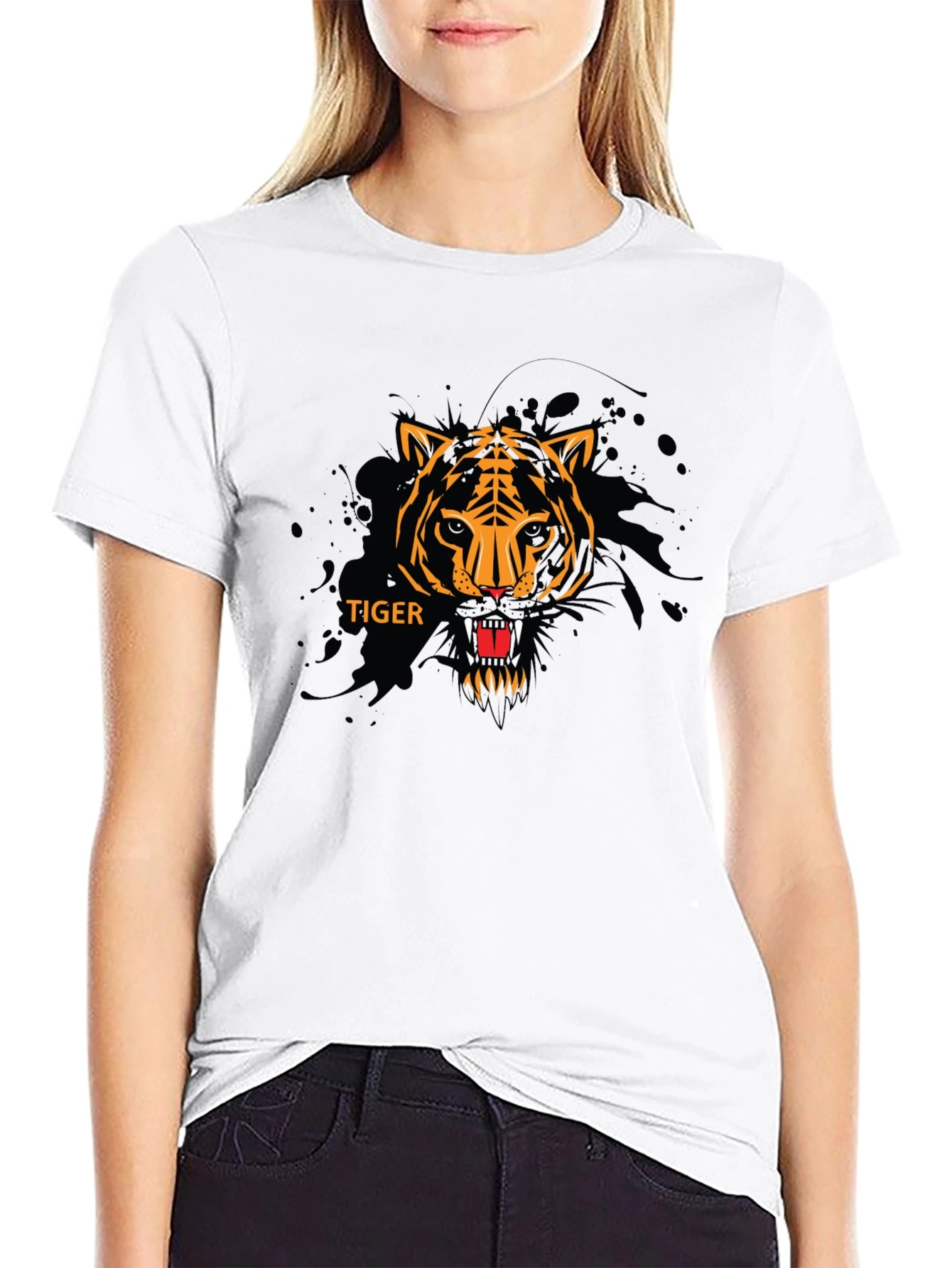 Bold Tiger Graphic Black T-Shirt