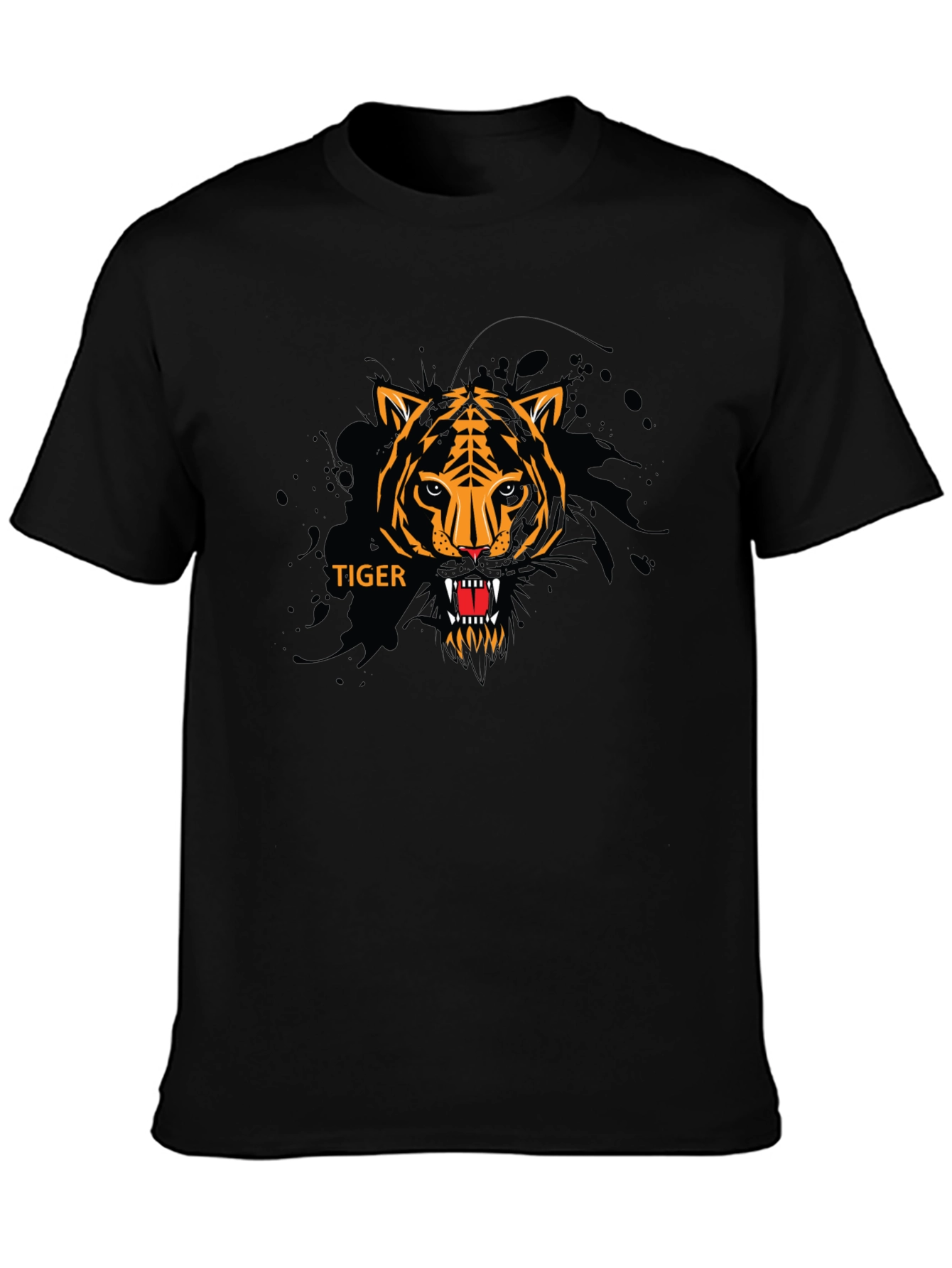 Bold Tiger Graphic Black T-Shirt
