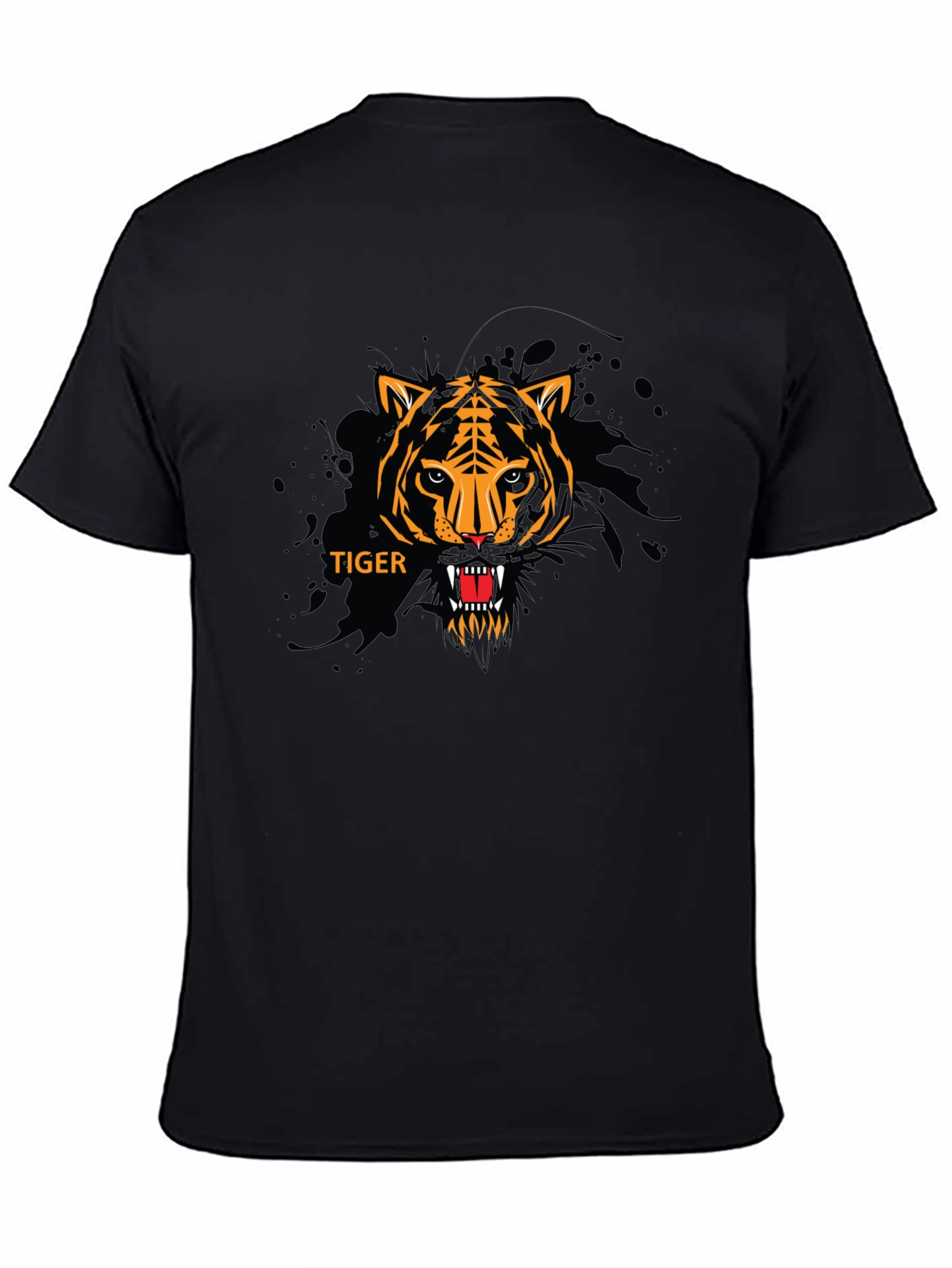 Bold Tiger Graphic Black T-Shirt