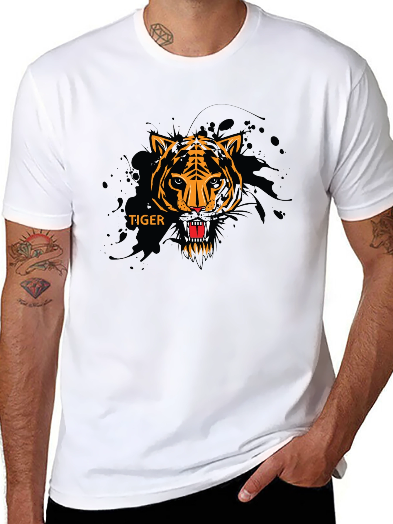 Bold Tiger Graphic Black T-Shirt