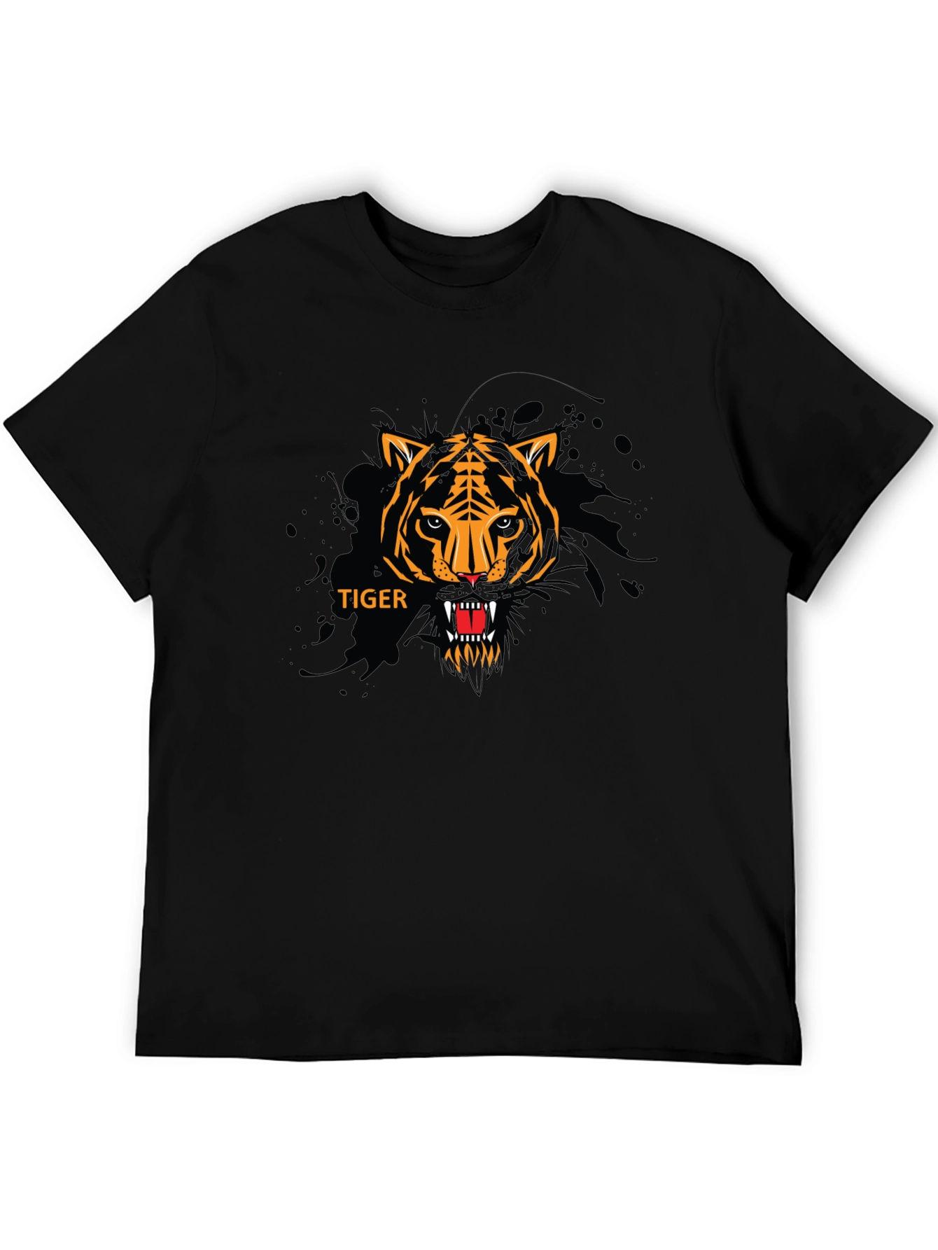 Bold Tiger Graphic Black T-Shirt