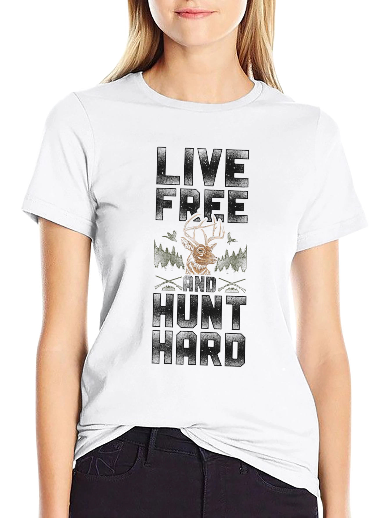 Live Free Hunt Hard Deer Graphic Tee