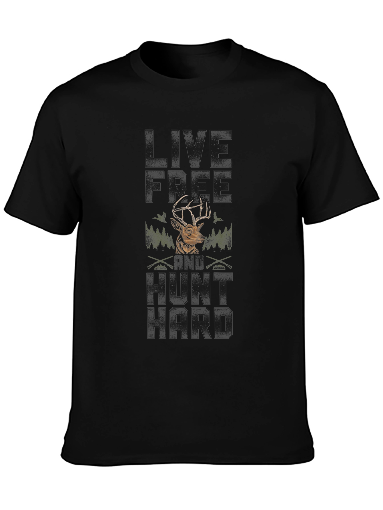 Live Free Hunt Hard Deer Graphic Tee