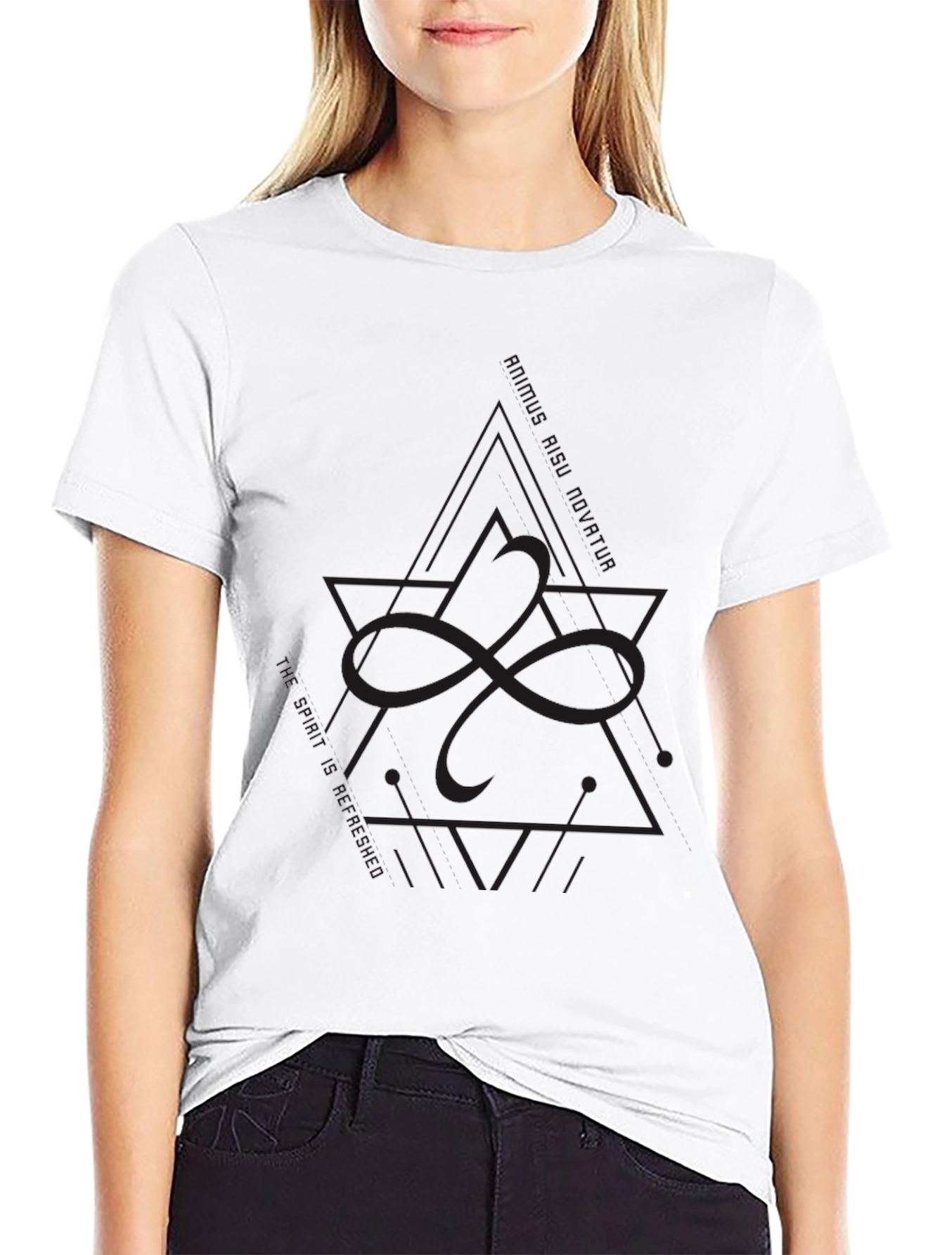 Modern Geometric Graphic Black T-Shirt