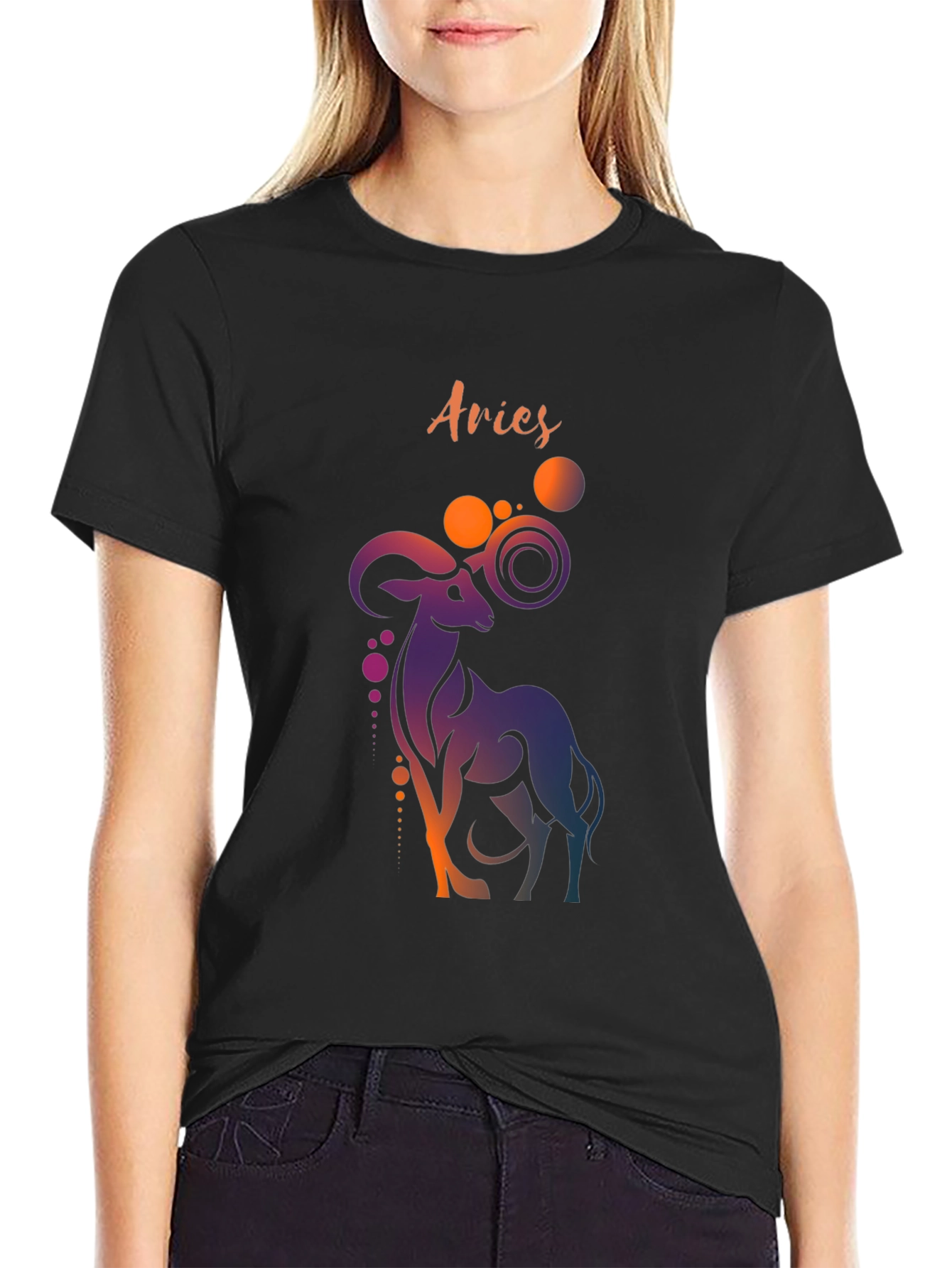 Aries Zodiac Graphic Tee - Black Cotton T-Shirt
